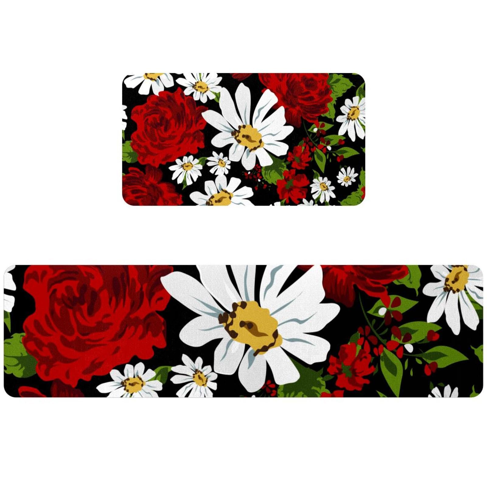 Tapete de cocina floral: alegra tus mañanas con este juego de 2 alfombras absorbentes