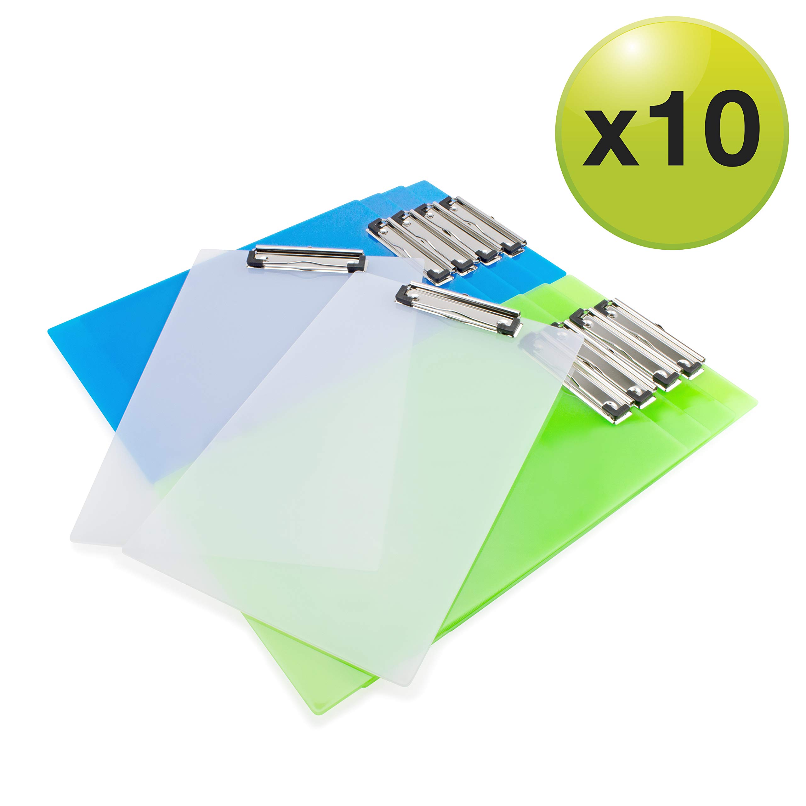 Rapesco 1519A 10 Klemmbretter, A4, Sortierte Farben in Matt Transparent