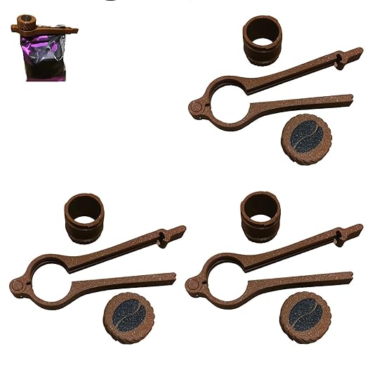 Coffee Bean Bag Clip, Food Sealing Bag Clamps,Heavy Duty Plastic Chip Clips for Snack Bags, Food Sealing Bag Clamps, Bag Clips for Dog Cat Food Storage with Pour Spout(3pcs)