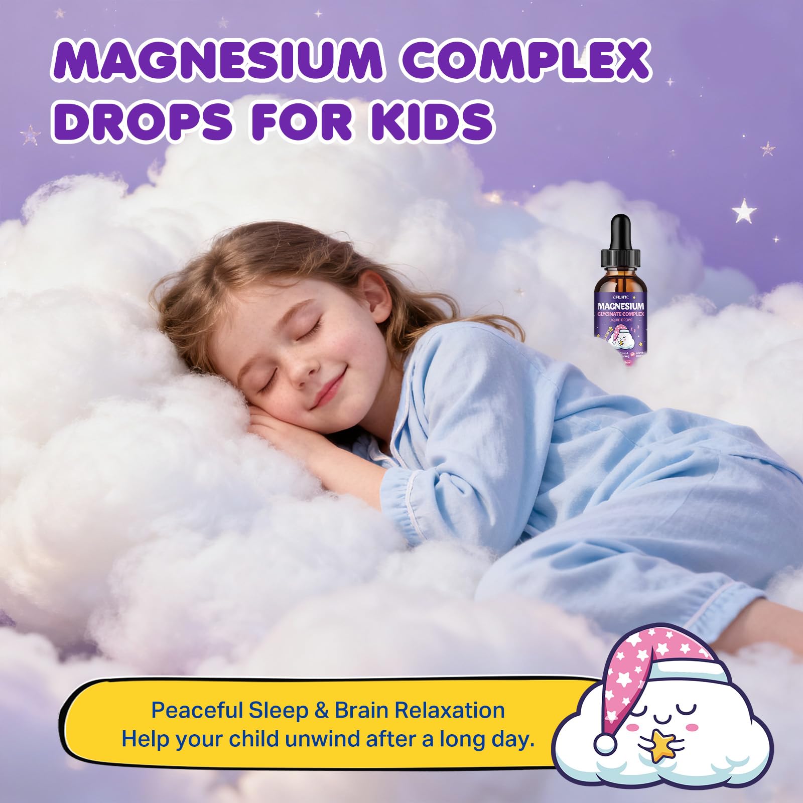 Magnesium Glycinate Liquid for Kids - Magnesium Bisglycinate Drops with L-Theanine, Chamomile & Vitamin B6, B12, C, D3 for Sleep, Relaxation, Immune Support, Calm & Focus - 2 Fl Oz, Strawberry Flavor