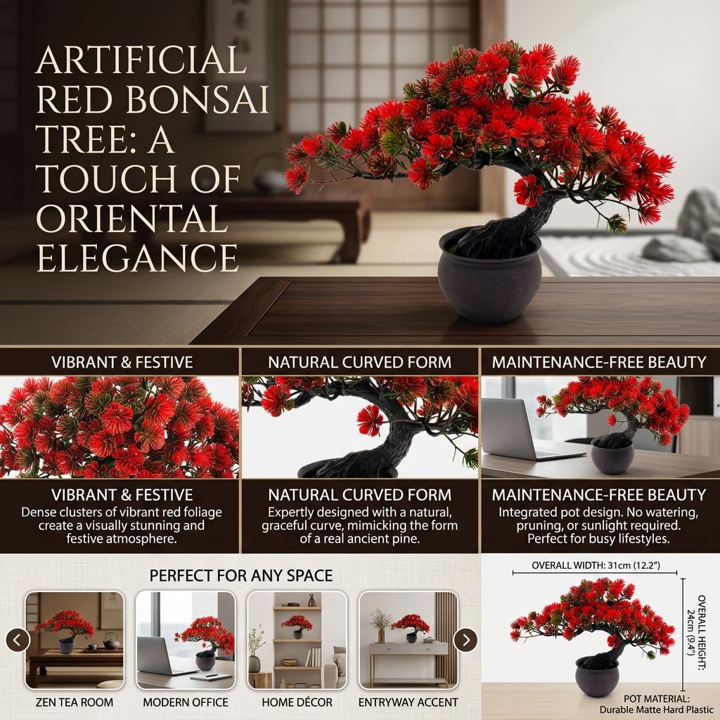 Artificielle Bonsaï Arbre Faux Plante Décoration En Pot-Artificielle Maison Plantes-Japonais Pin Bonsaï Plante 30cm-Arbre artificiel avec vertes pour Bonsaï Décoration Florale de Maison