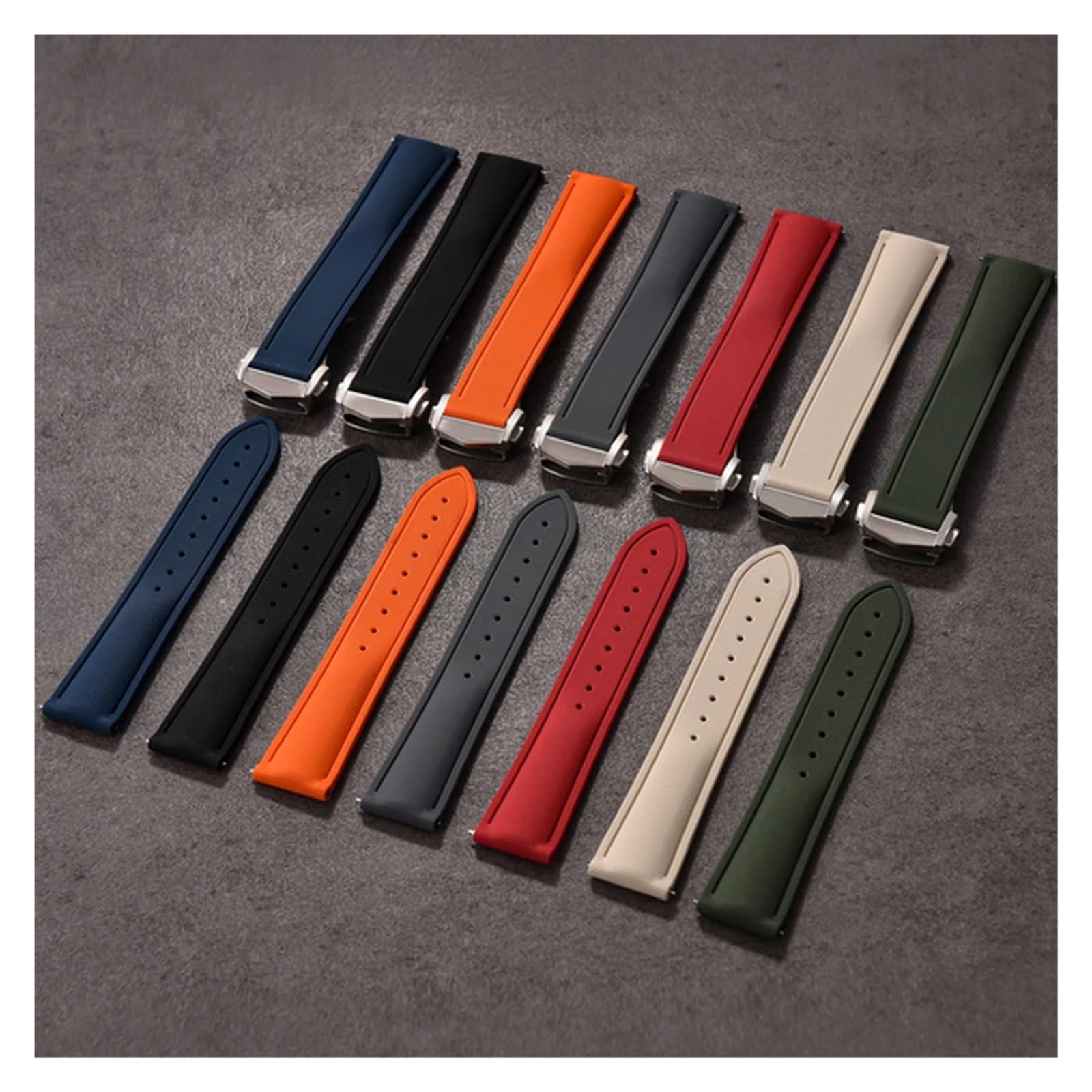 ccyutyftd Miękki gumowy pasek do zegarka 20 mm, 21, 22 Sailcloth Tecxture Sport Wristband Uniwersalny z szybkim zapięciem