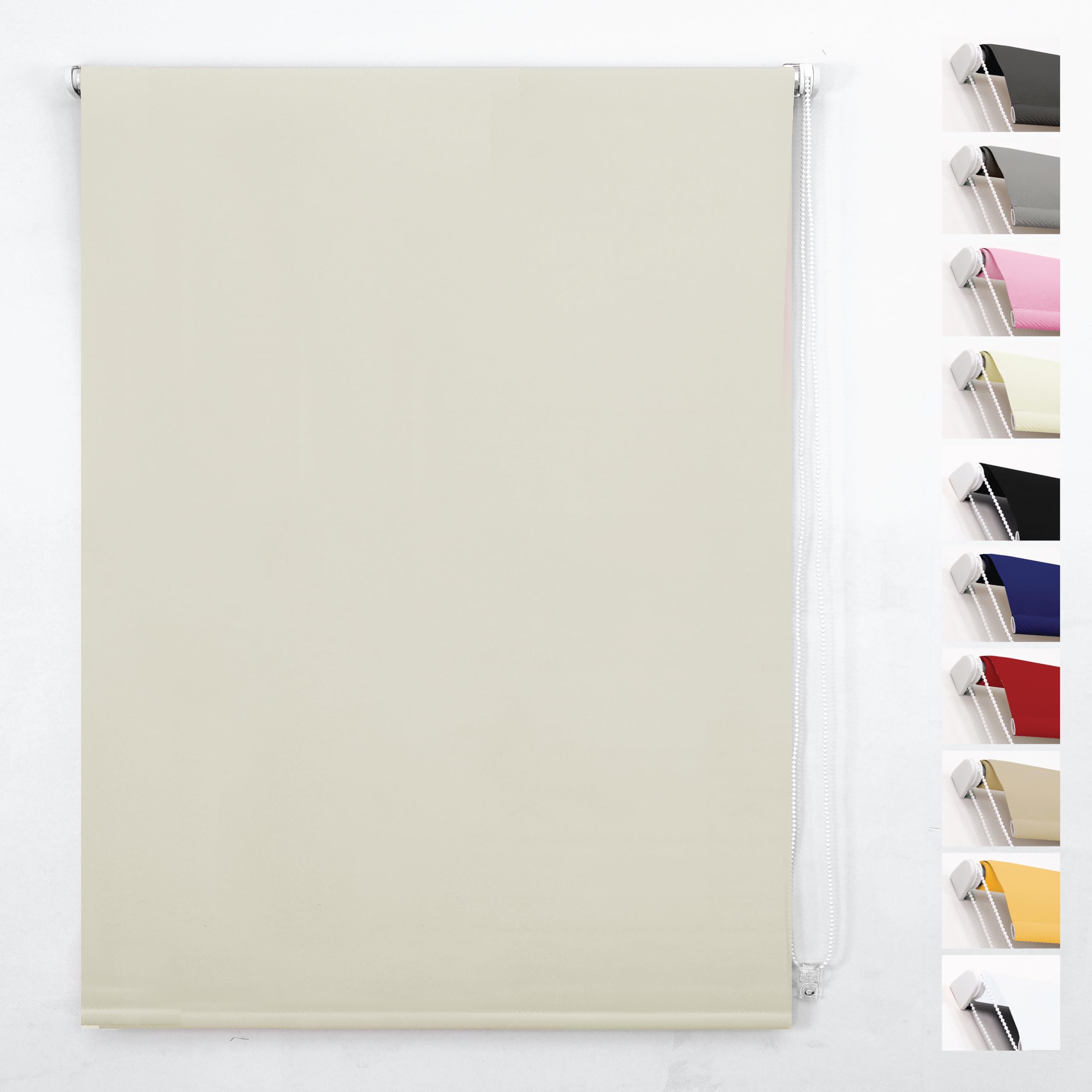 Funky Gadgets Roller Blinds Thermal Blackout Roller Blind, Easy Fit Child Safe Trimmable UV Protection Home Office Window Blinds, Cream Blind (174cm Wide X 165cm Drop) — image 1
