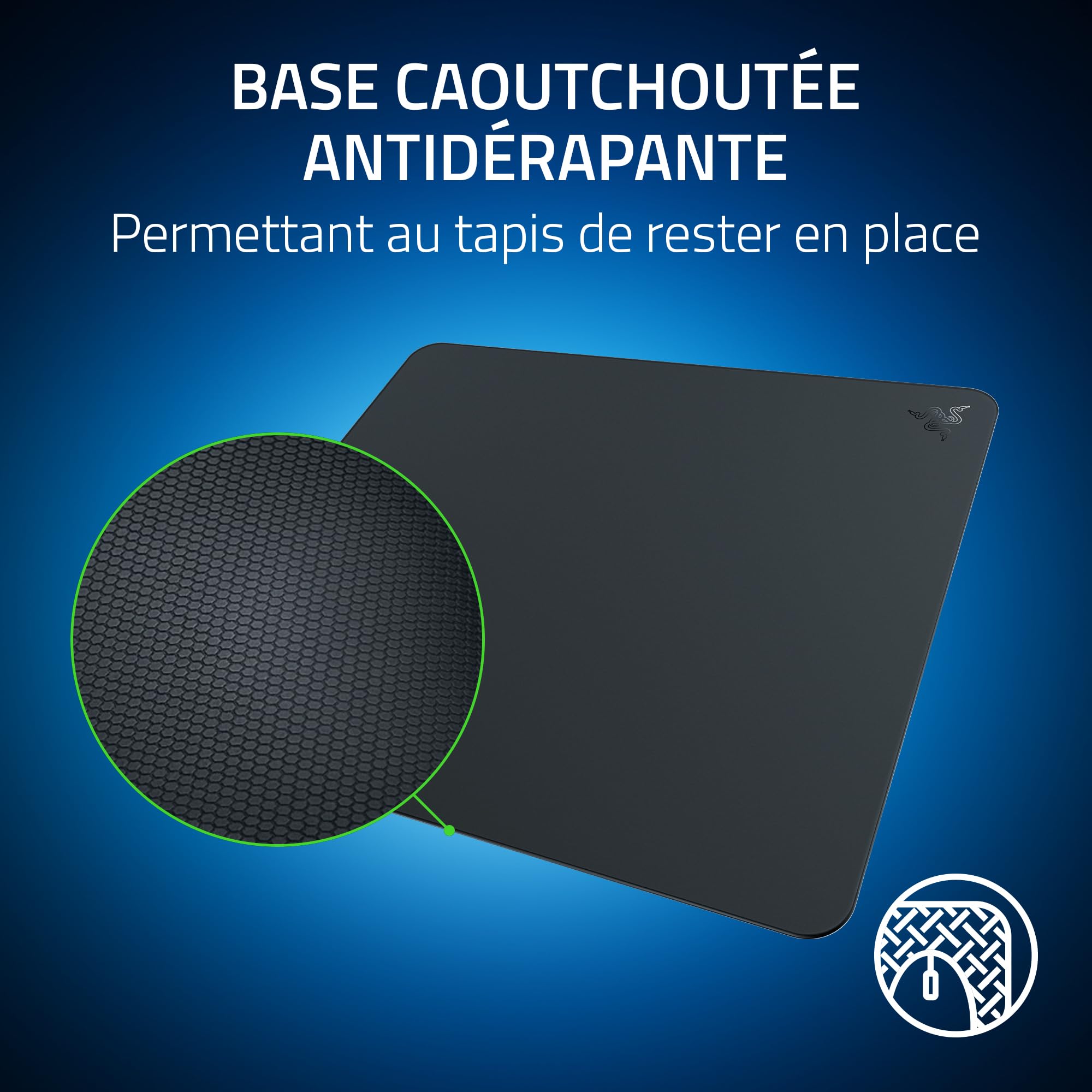 Razer Atlas - Tapis de Souris en Verre (Verre trempé de Qualité Supérieure, Surface Ultra Lisse & Micro-découpée, Résistant à la Saleté et aux Rayures, Mouvements Silencieux, Base Antidérapante) Noir