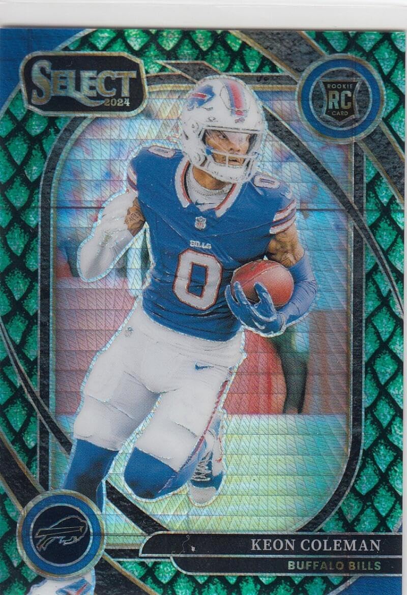 Football Trading Card 2024 Panini Select Dragon Scale Prizm #280 Keon Coleman Club Level EX++ Excellent++ 53/81 Bills