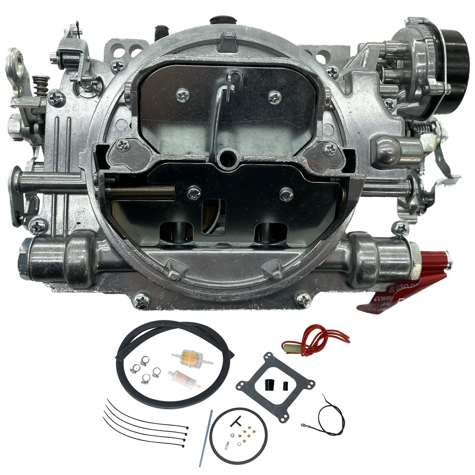 Trucktok 1906 4 Barrel Carburetor Replacement for AVS2 Series 650CFM Carburetor Annular Booster Satin Finish Square Bore(Electric Choke)