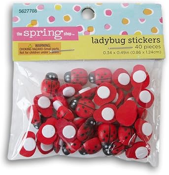 ملصقات Mini Ladybug ثلاثية الأبعاد - 40 قطعة