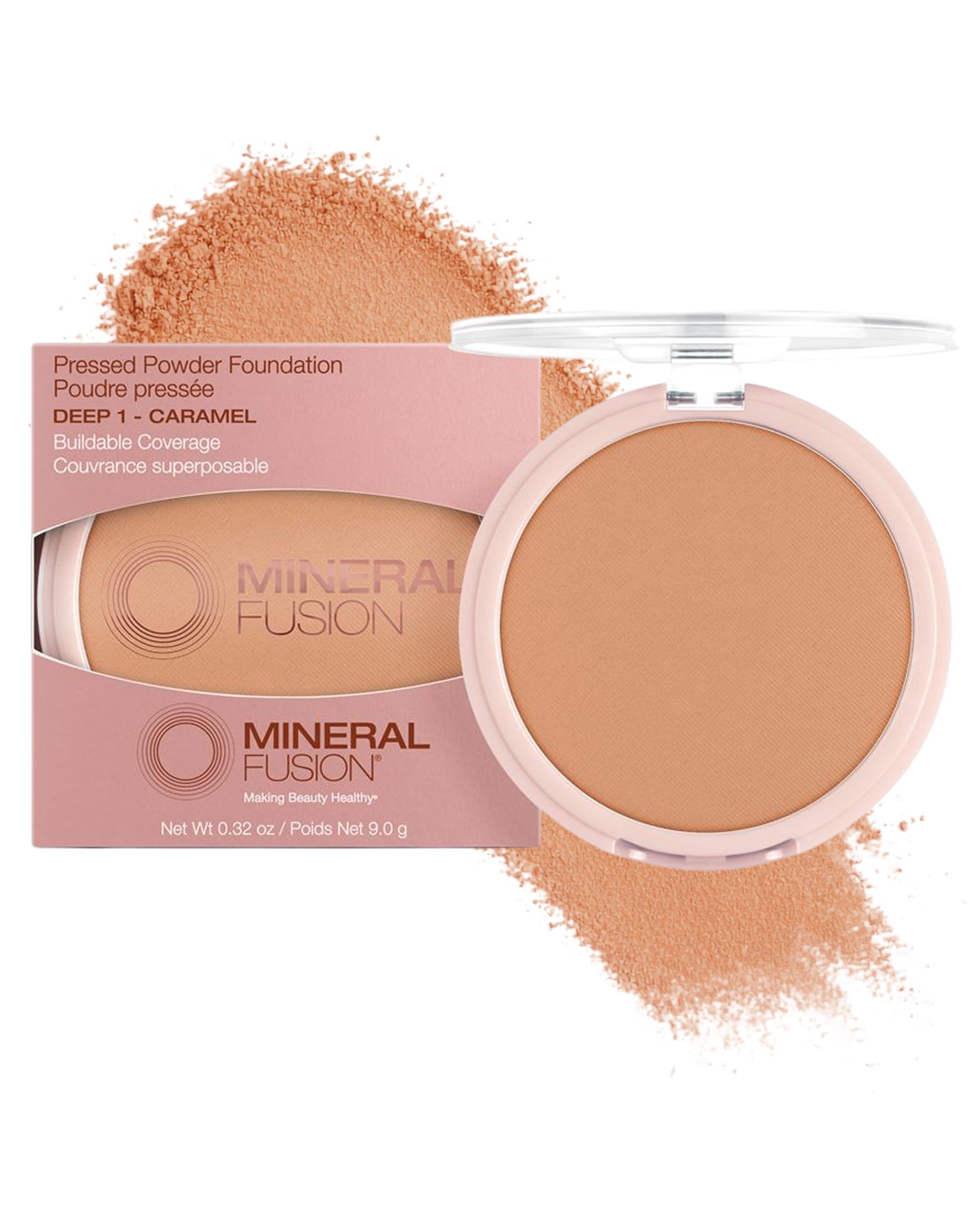 Mineral Fusion, Pressed Powder Foundation, Light to Full Coverage, Deep 1, 10ml (9 g)
