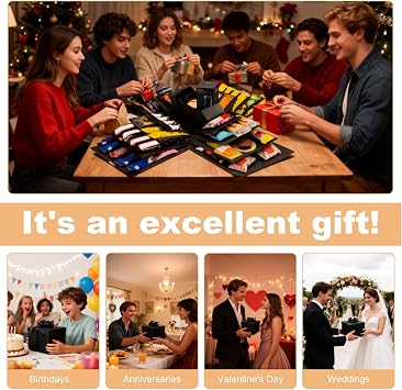 5 Layer Creative Explosion Gift Box, DIY Explosion Gift Box, Creative Snack Explosion Boxes Surprise Case for Birthdays Anniversary Valentine's Day Wedding (Black)