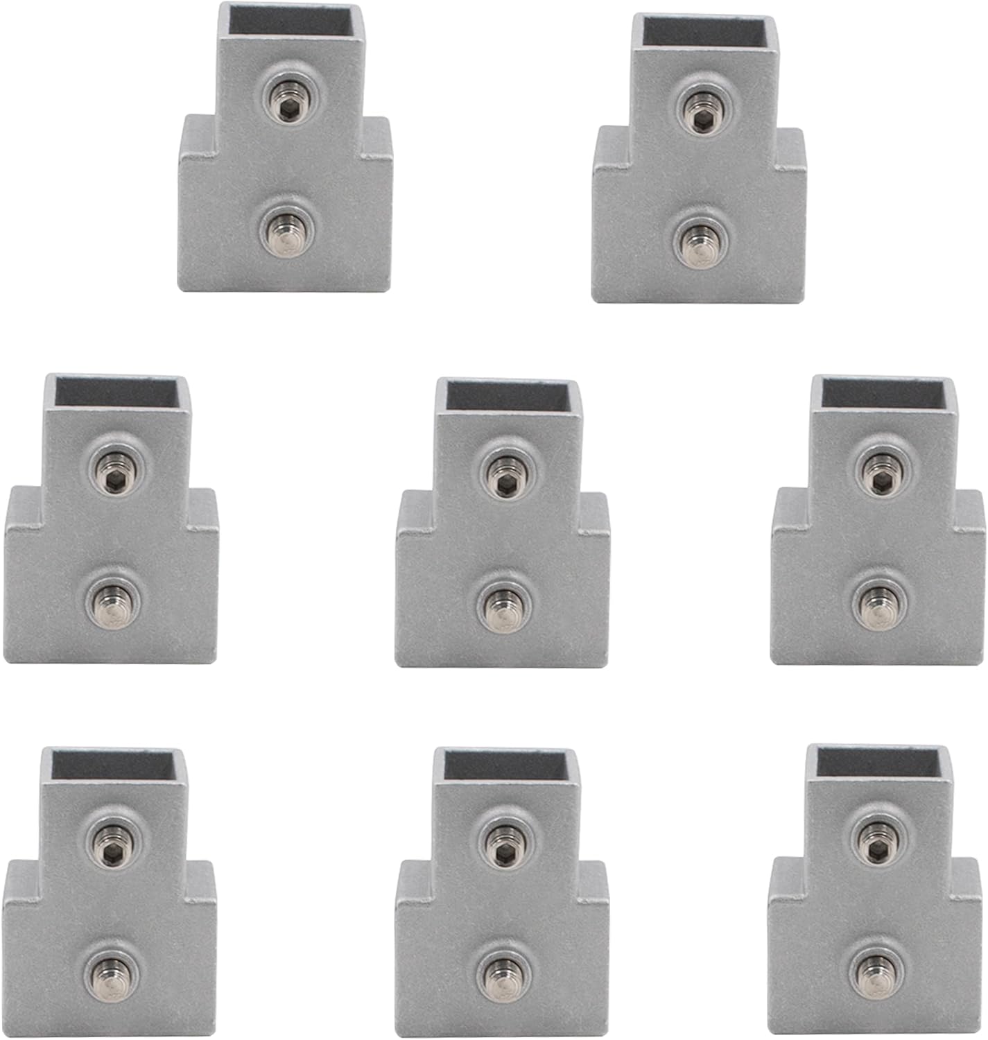 8 Pack 1'' Square Tube Fittings Connector, Aluminum Alloy 90 Degree Elbow Corner Connector for Fence Guardrail End Rails Clamps (3 Way T-Shaped)