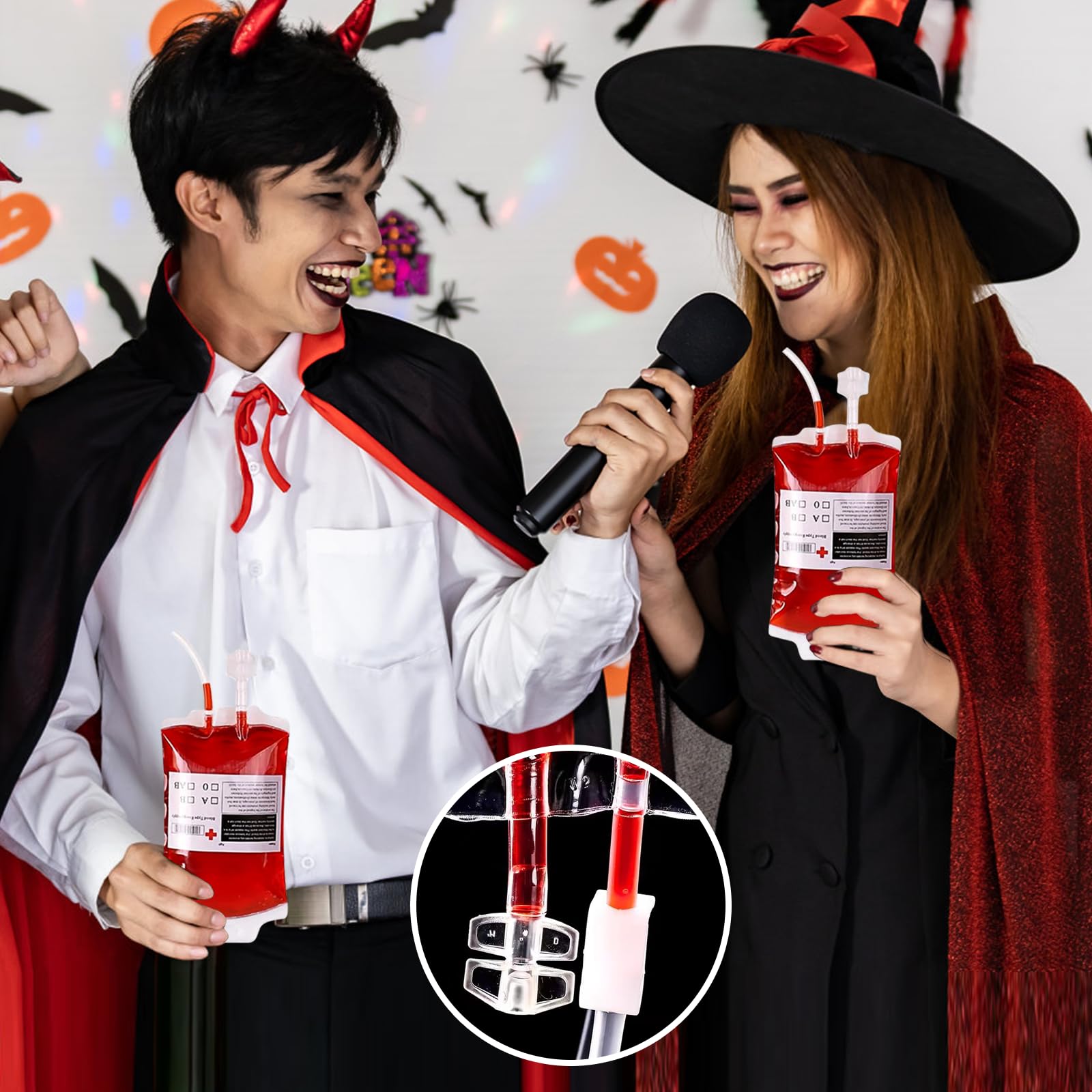 10 Stück Halloween Blutbeutel Trinkgefäße – IV-Beutel Aus PVC Für Getränke, Inkl. Spritze, Für Vampir- & Zombie-Partys