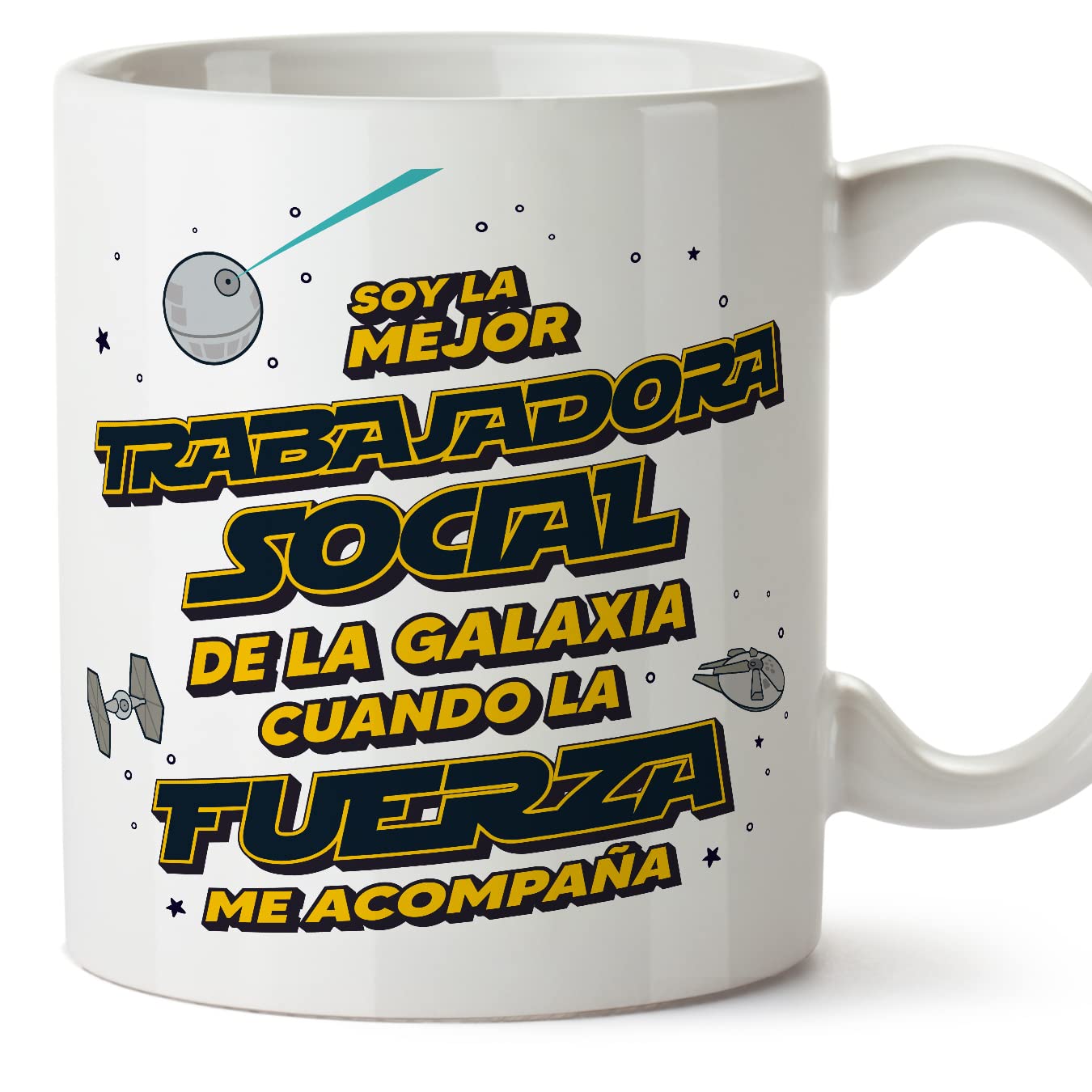 MUGFFINS Tazas para JEFE hombre - En Español - Mejor de la Galaxia Cuando Fuerza me Acompaña - 11 oz / 330 ml - Regalo original y divertido — view 449