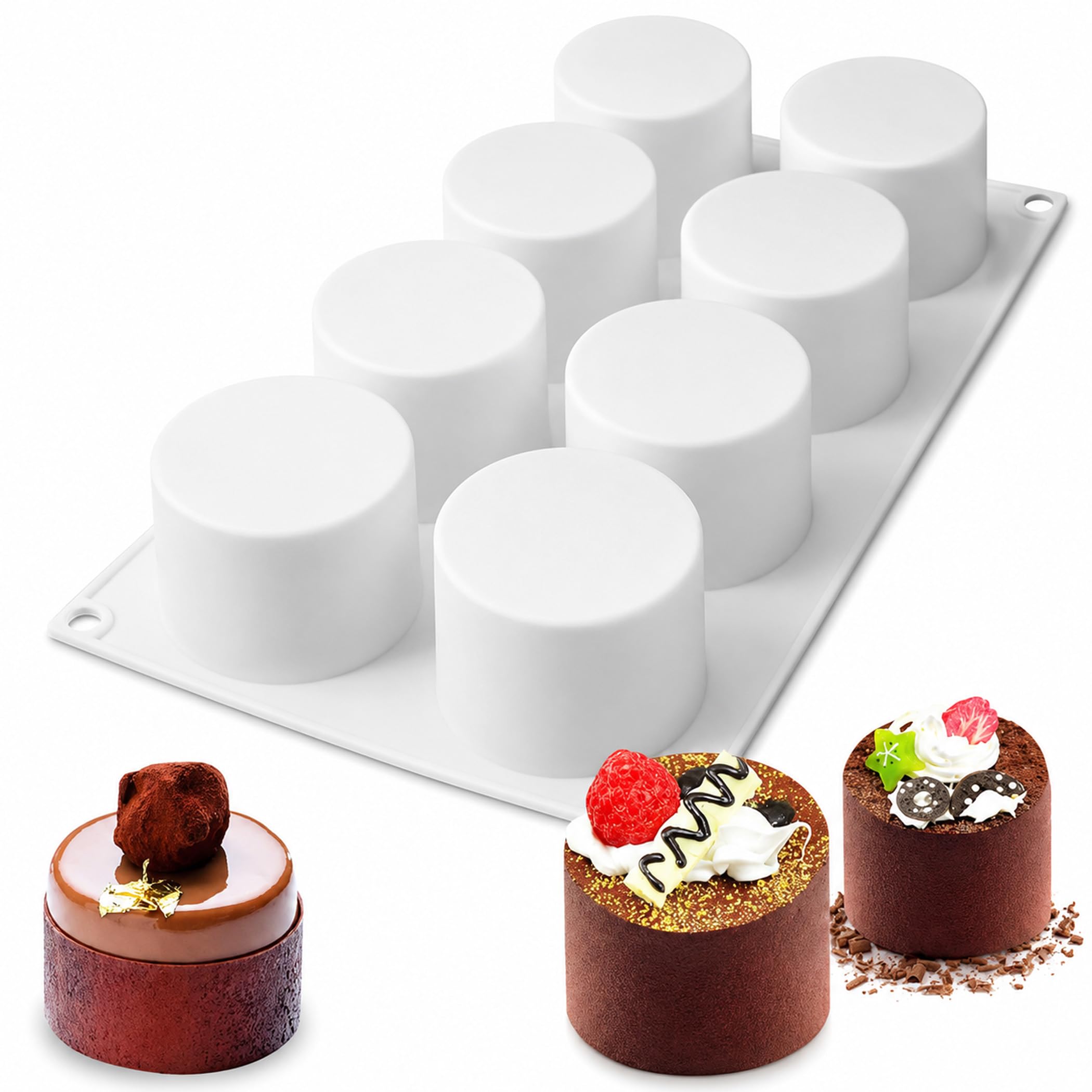 OCPO Kitchen Cylinder Silicone Mold for Baking Mousse Cake, 8 Cavities