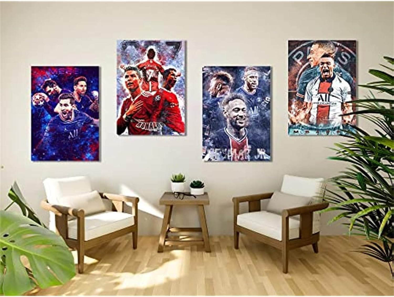Famosa superstar di calcio Ronaldo, Messi e Neymar, Mbappe, decorazione da parete, regalo per tifosi di calcio, ufficio a casa