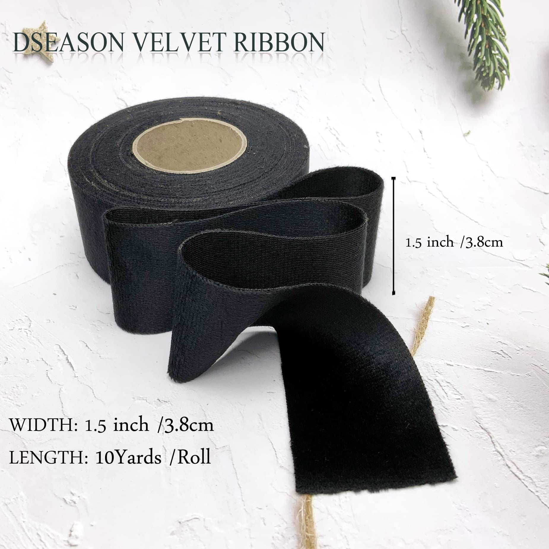 MEEDEE Ruban De Velours écrasé Bleu De 3,8 Cm X 22,9 M Pour Sapin