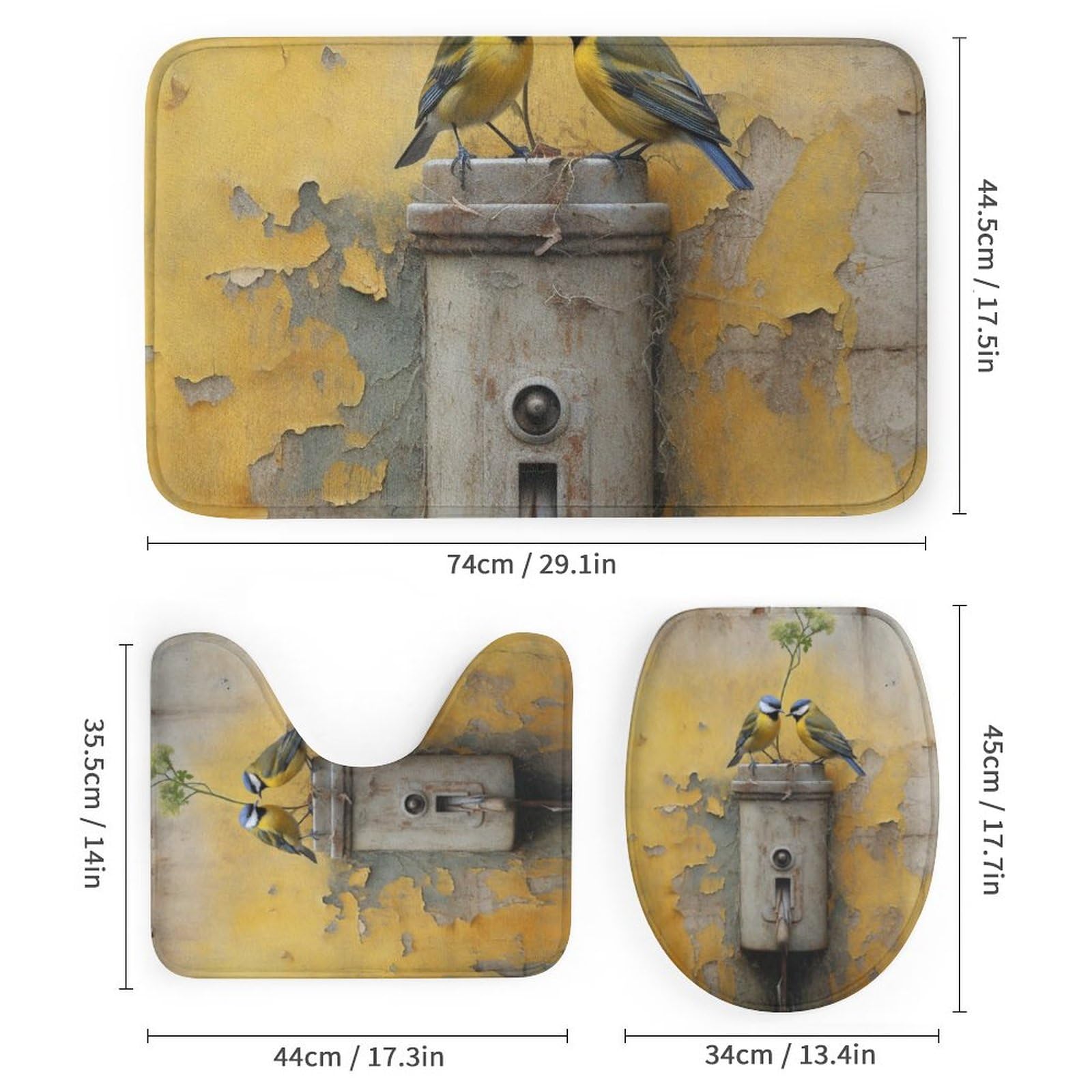 Einhorn-Duschvorhang-Set Mit Teppich & WC-Deckel – Rustikal, Wasserdicht, Inkl. 12 Haken