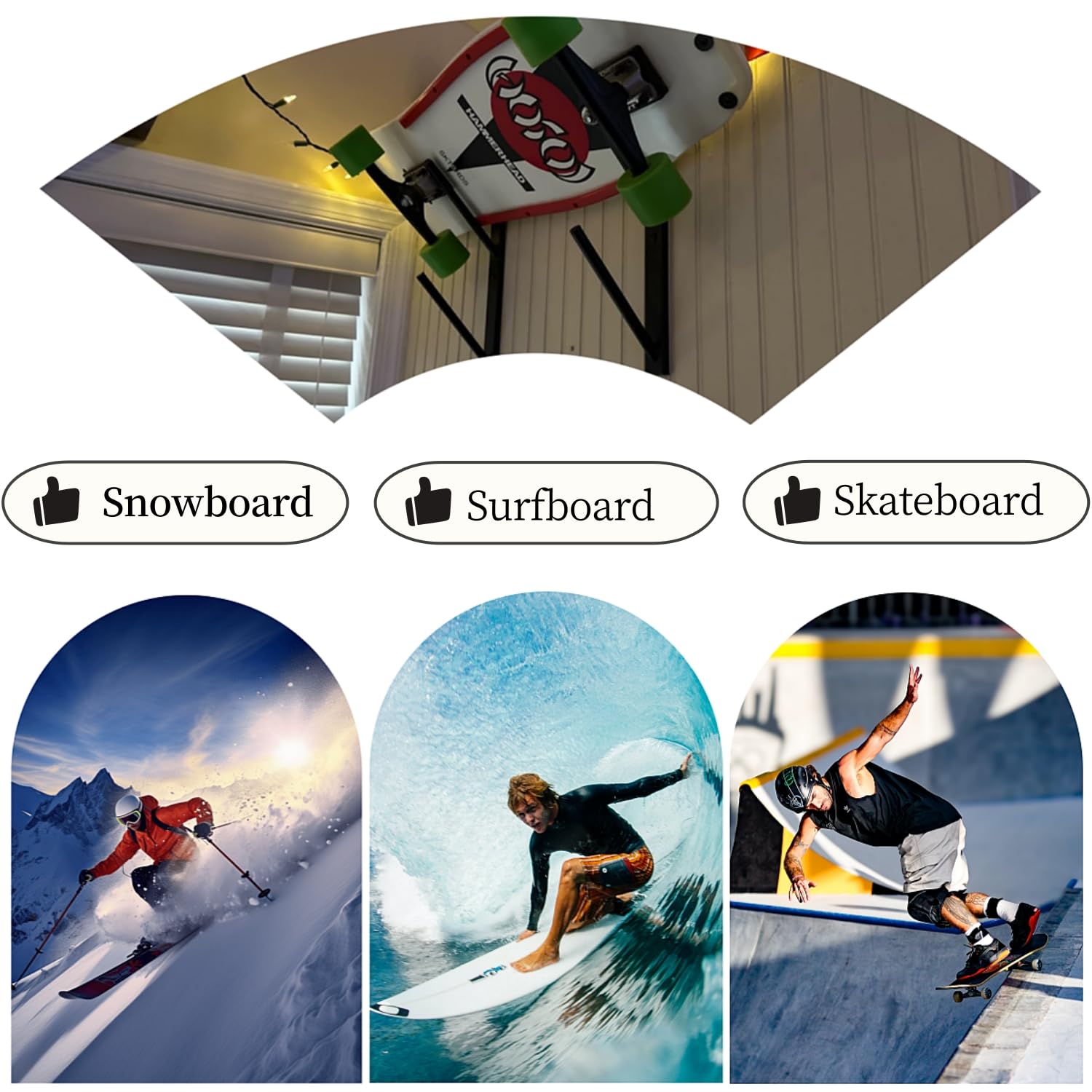Support mural pour skateboard, support d'affichage de longboard, organisateur de maison et de garage