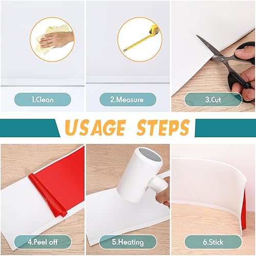 Miniatura 5 de Frienda Base de pared de vinilo de 4 pulgadas x 100 pies, base de pared de vinilo autoadhesiva, base de pared de vinilo de goma autoadhesiva, color