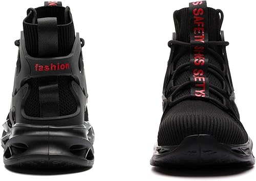 Miniatura 4 de Luolocsn Botas de seguridad de trabajo con punta de acero para hombres y mujeres, ligeras, transpirables, zapatos industriales y de construcción