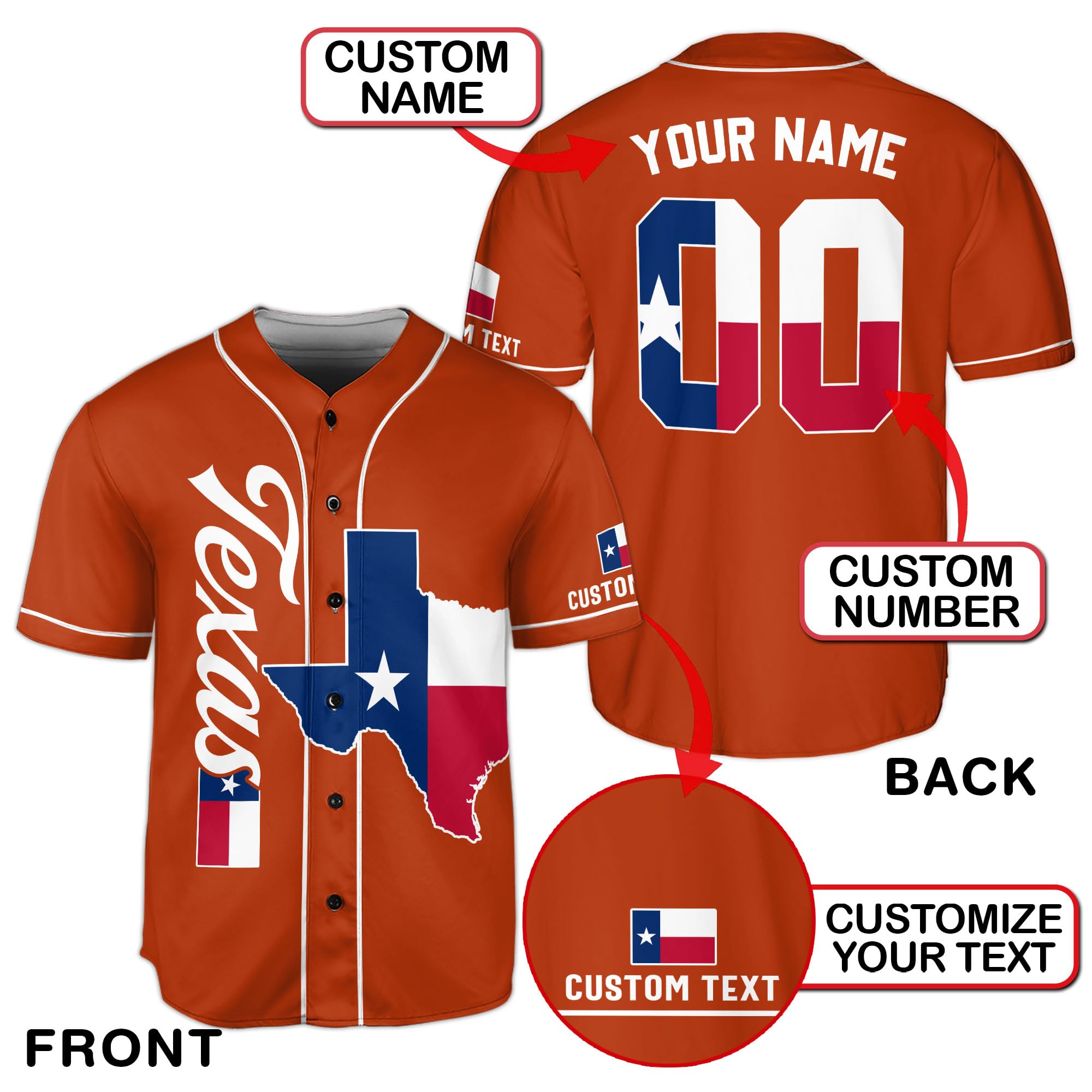 CHIARA CONTI11 Texas Jersey Men, Texas Jersey Baseball, Personalized Texas Baseball Jersey Men 1