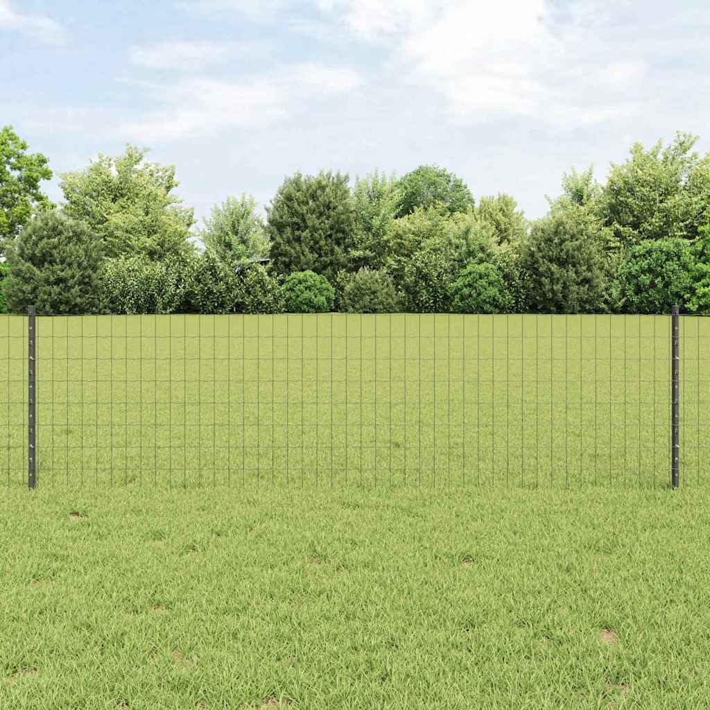 vidaXL Ogrodzenie z słupkiem Szary 0,6 x 25 m Stal i PVC, Regulowane zewnętrzne ogrodzenie, nowoczesny parawan, trwały dzielnik przestrzeni w ogrodzie