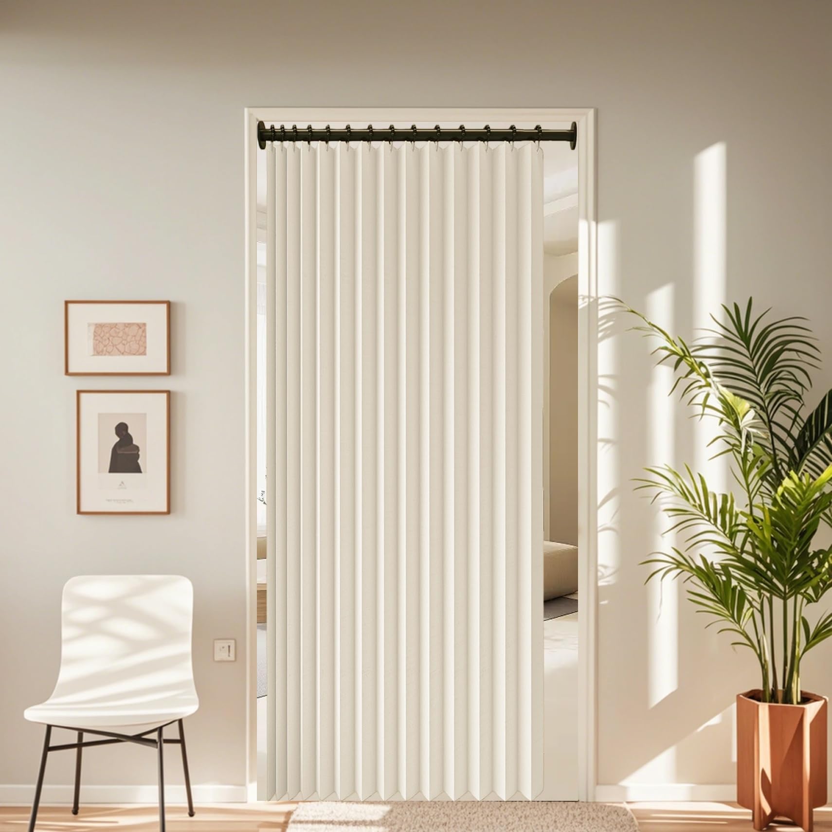 Rideau de porte pliant isolation thermique et séparation de pièce