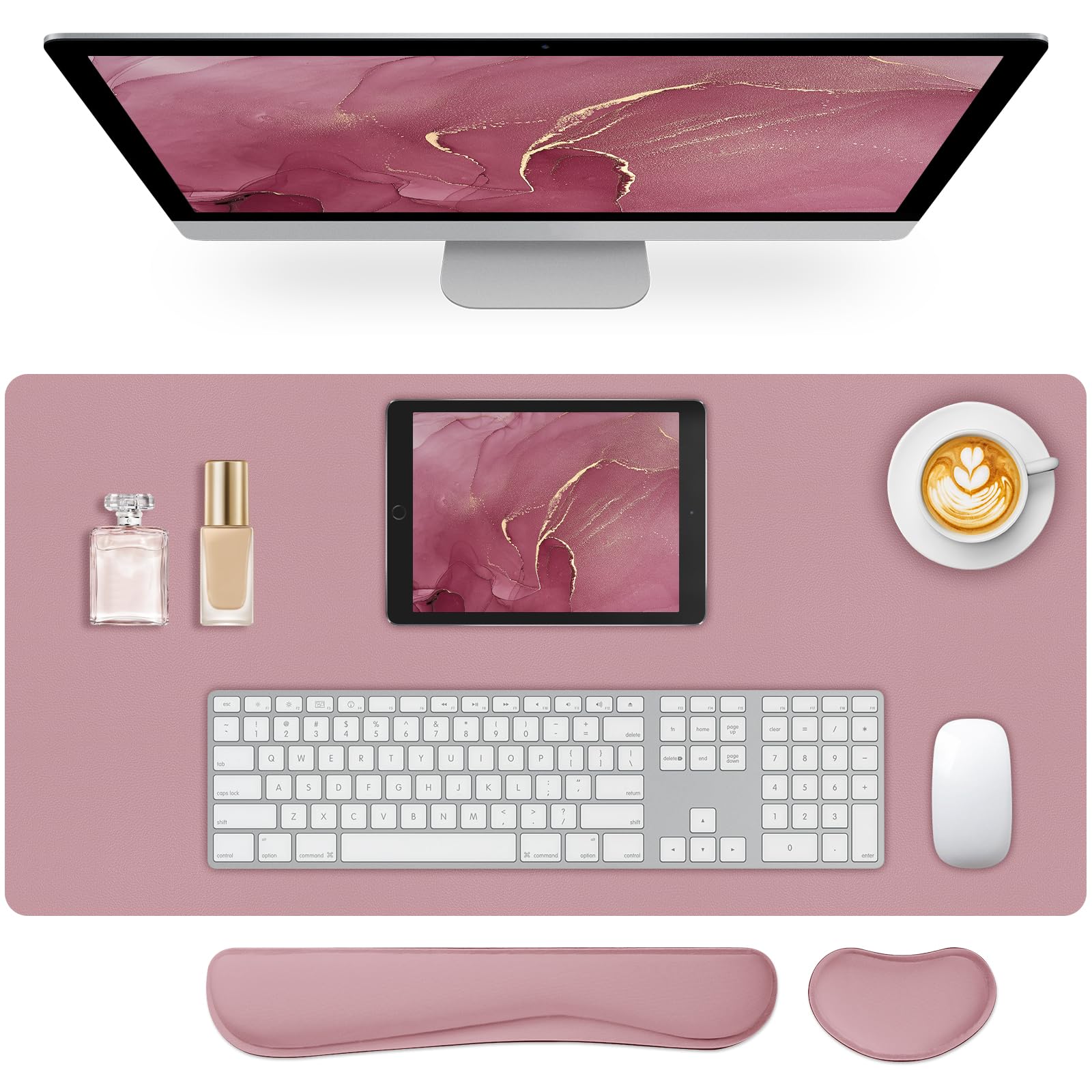 Meetcolor Mouse Pad and Keyboard Wrist Rest, 3-in-1 Large Keyboard and Mouse Pad Set, Ergonomic Wrist Rest for Computer Keyboards, Non-Slip Desk Mat