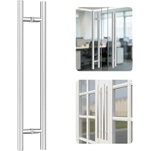 Ranbo 32" Door Pull Handle, 1.2mm 304 Stainless Steel, Brushed Nickel | 23-5/8" Hole Spacing, Fits 1/4"3/4" Glass Doors and 1-3/8"2-3/16" Wood Doors, for Entry, Commercial and Storefront Door