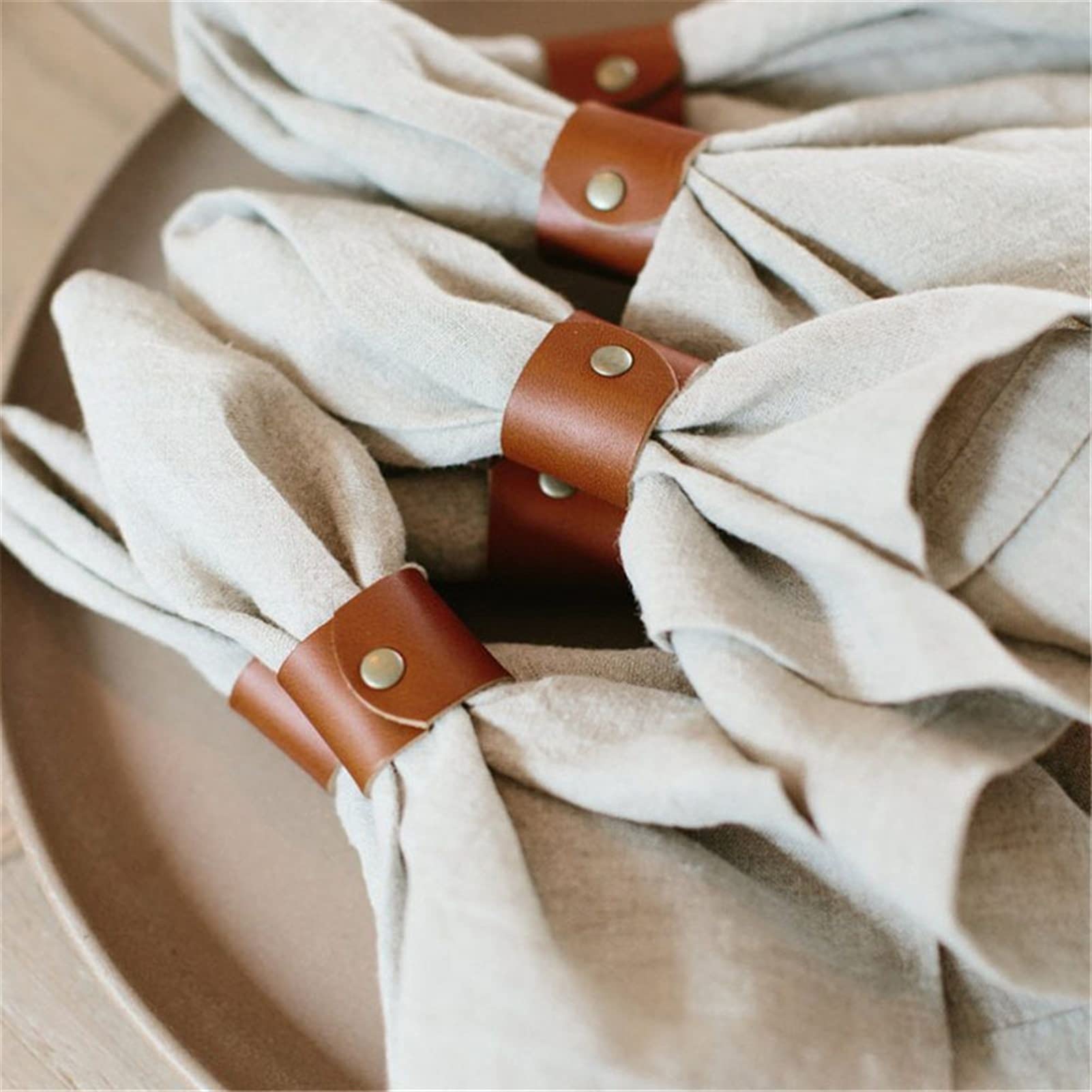servilletero Anillo de servilleta NORDIC CUERO NORDIC NAVKIN HEBHLE TABLE TABLA DE PRESIDENTE DE BODA OCTUALIZADA BOTÓN 6 PCS (Color : 3)