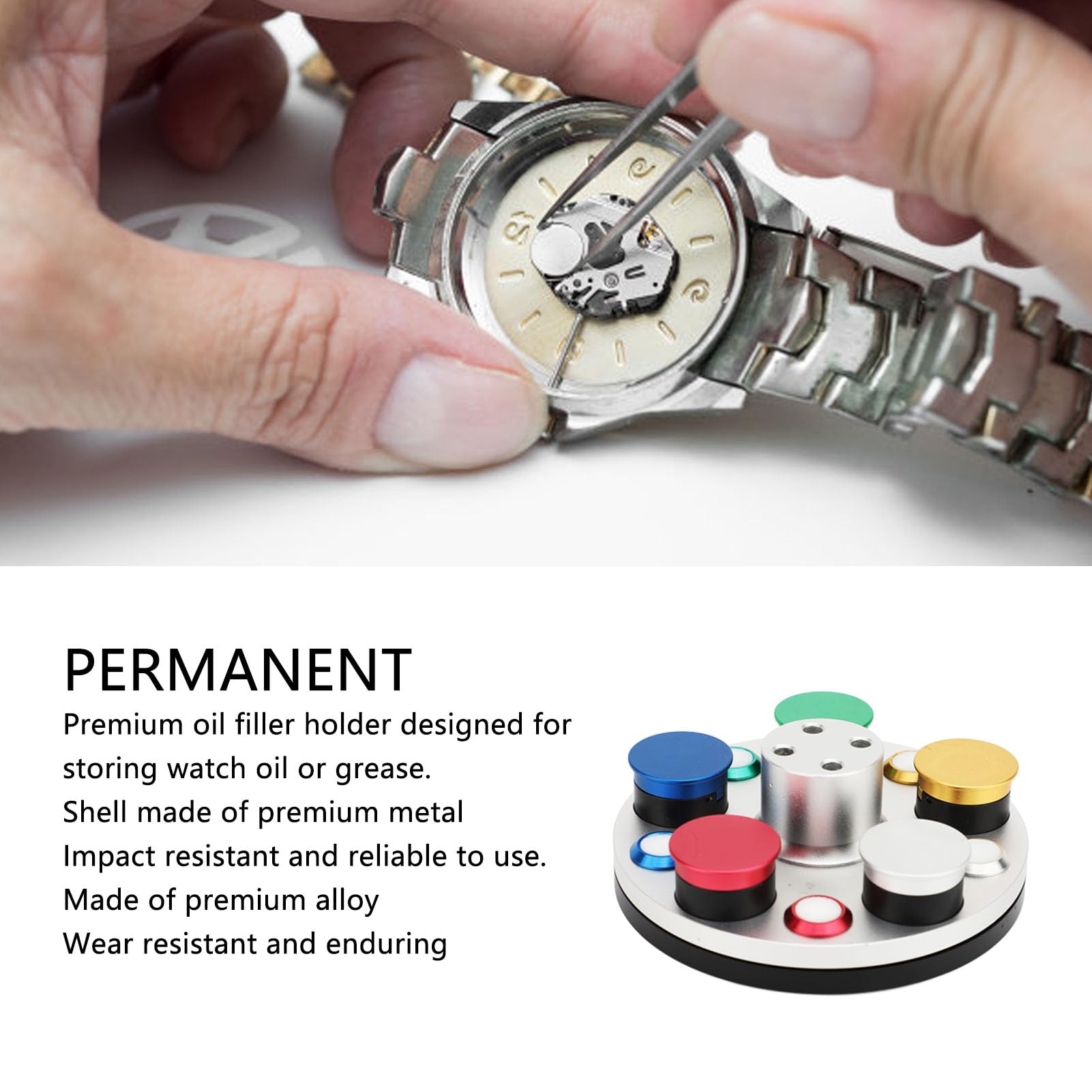 Asixxsix Piatto Oliatore per Orologi, Giradischi 5 Piatti Kit di Riparazione Oliatore per Orologi Strumento per Immersione in Olio per Orologi Oliatore per Olio per Orologi Coppa per Olio