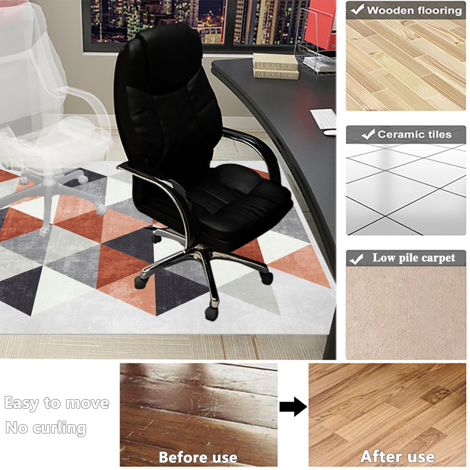 Bodenschutzmatte für Hartböden, Bürostuhl Unterlage für Parkett, Gaming Bodenmatte für Teppichböden, Stuhlmatte für Hartholzböden, 4 mm Dick, Mehrzweck-Stuhlteppich für Zuhause/Büro 100 x 140 cm