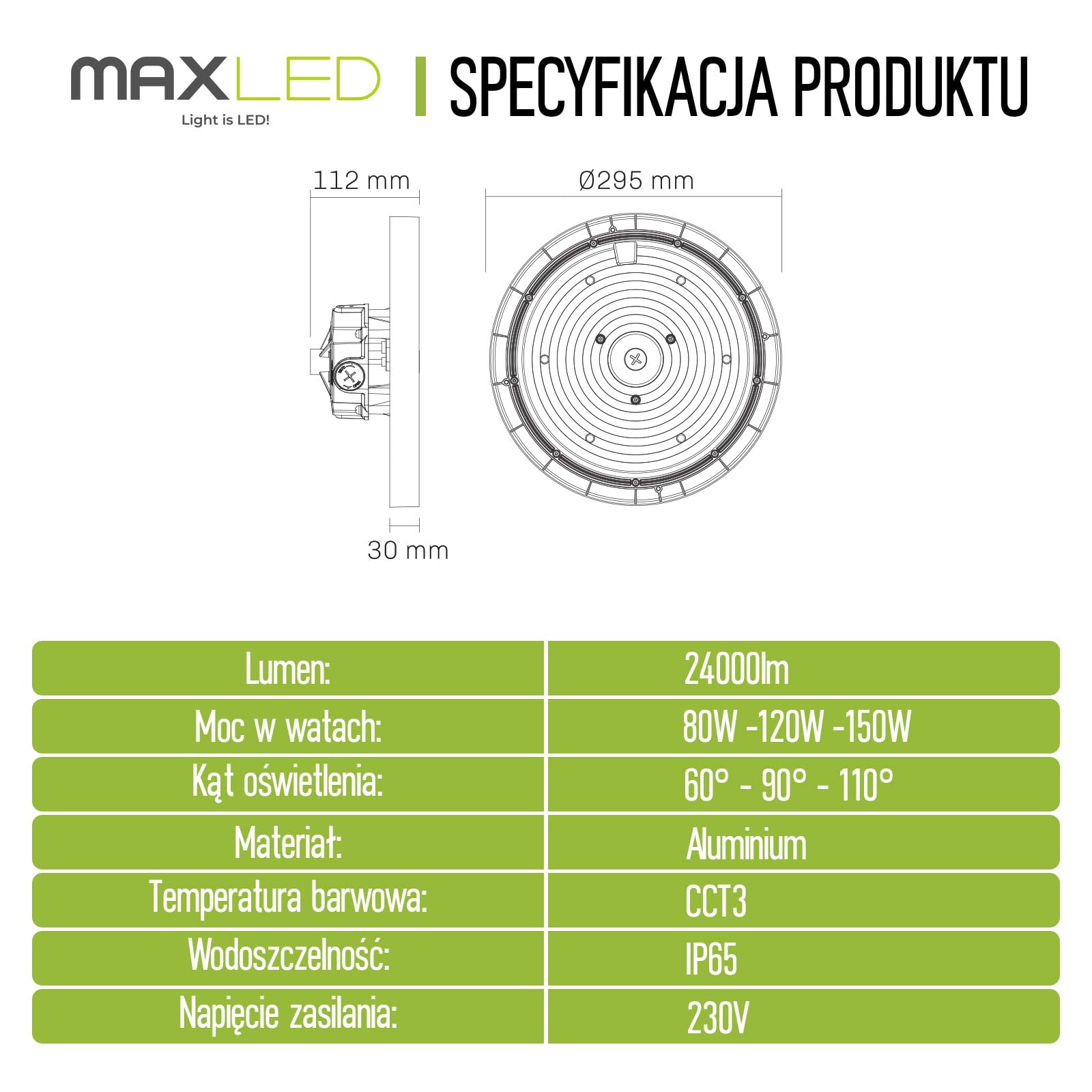 150W UFO LED High Bay Light 22500lm Możliwość ściemniania 3000K-5000K Lampa Przemysłowa IP65 Wodoszczelna Energooszczędny Reflektor Halowy do Fabryk na Lotnisko Patio Restaurację