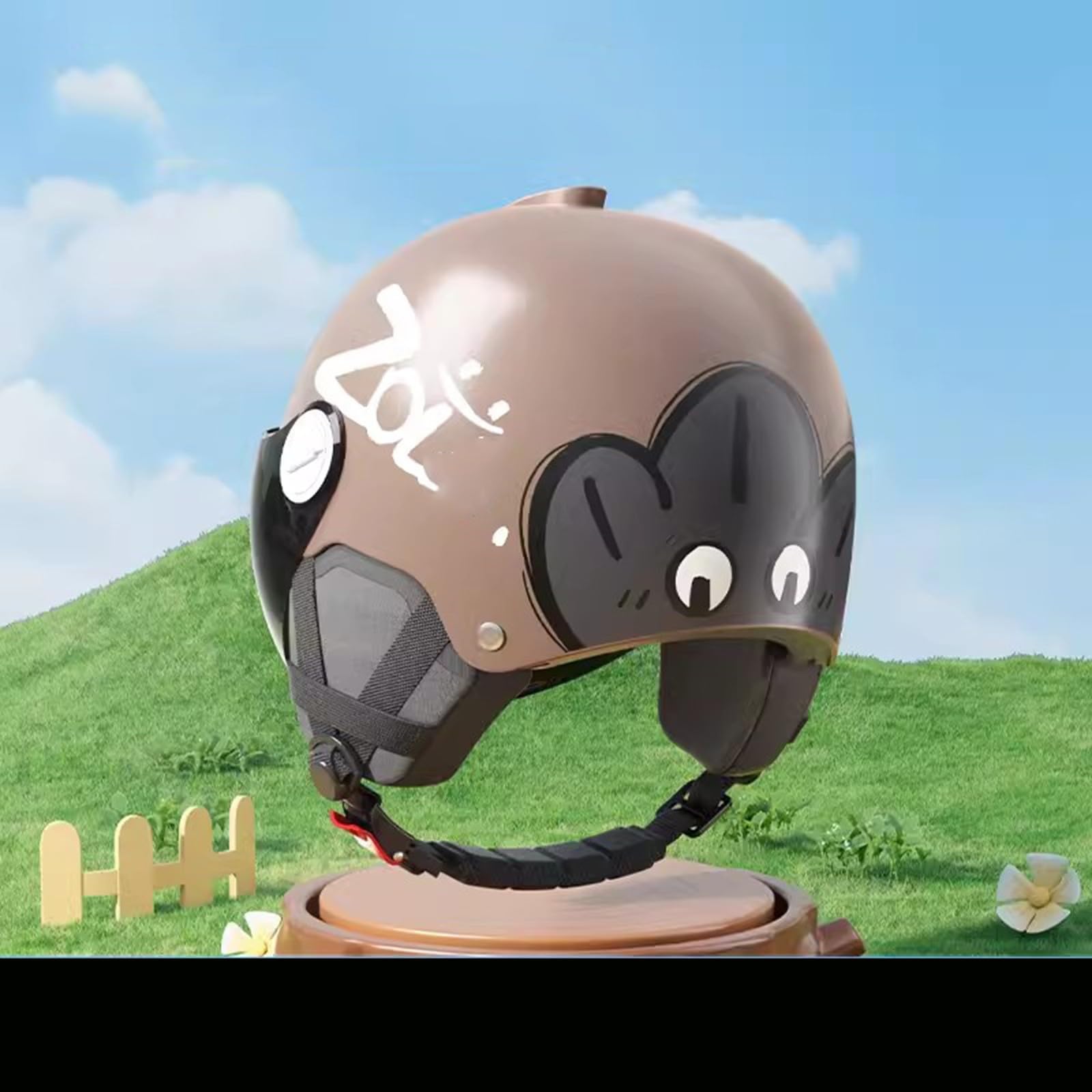 Medio Casco De Motocicleta 3/4 para Niños, con Visera Cascos Abiertos De Calle para Niños Y Niñas para Scooter ATV Ciclomotor Aprobado ECE F,48-55CM