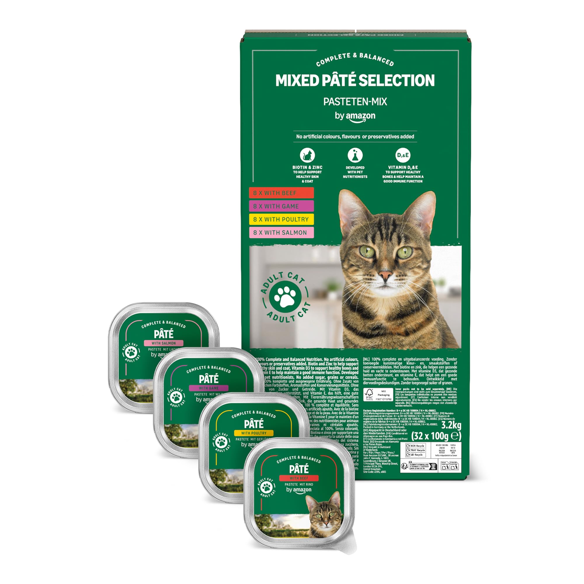 by Amazon Wet Cat Food, Paté Mixed, 100g, Pack of 32