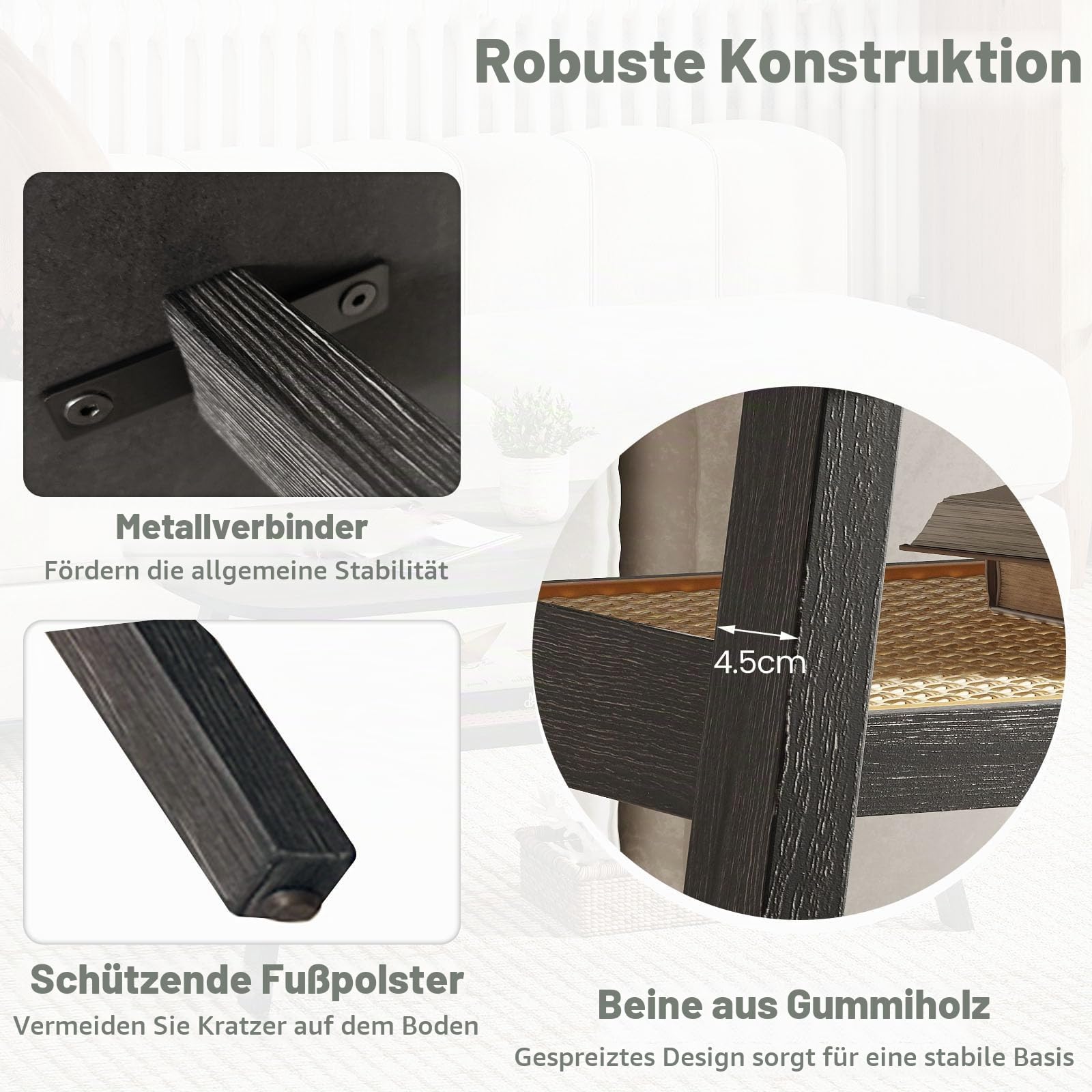 LIFEZEAL Couchtisch, Rechteckiger Wohnzimmertisch mit 2 Ebenen, Sofatisch Teetisch mit Holzbeinen, Mitteltisch mit Rattan-Ablagefach für Zuhause & Büro, Rustikaler Stil