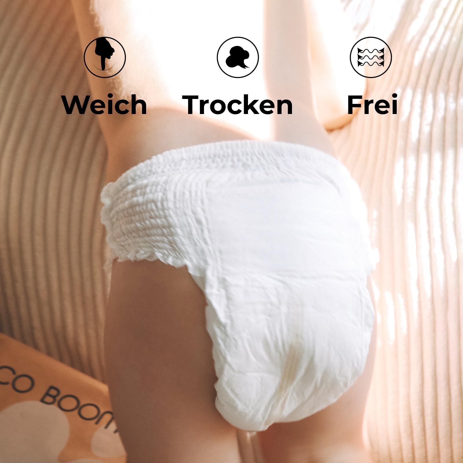 ECO BOOM Lot de 48 couches en bambou - Taille 5 (12-17 kg) - Couches écologiques pour bébé - Testées dermatologiquement et végétaliennes - Matériaux à base de plantes