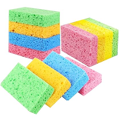 Natural Kitchen Sponge,12 Pack Biodegradable Eco-Friendly Scrub Sponges for Dishes (Pack of 12)