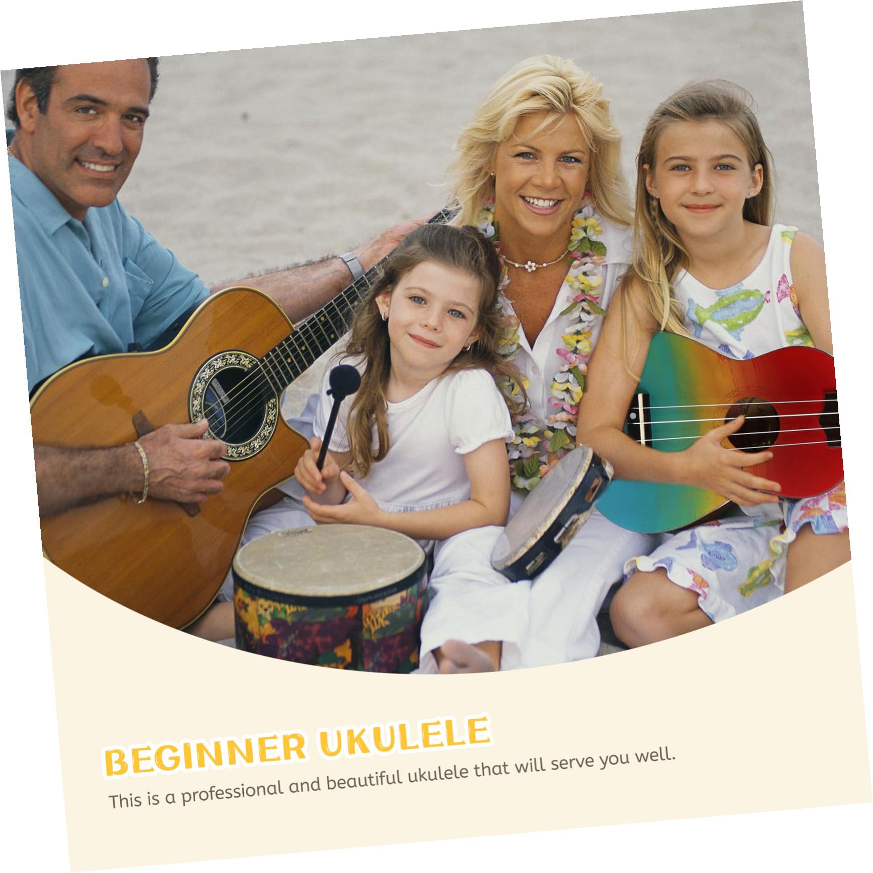 VICASKY 21-Zoll Ukulele Lernset für Kinder mit Rucksack Handgemaltem Regenbogen Design und Tasche Synthetic Material 1 Satz