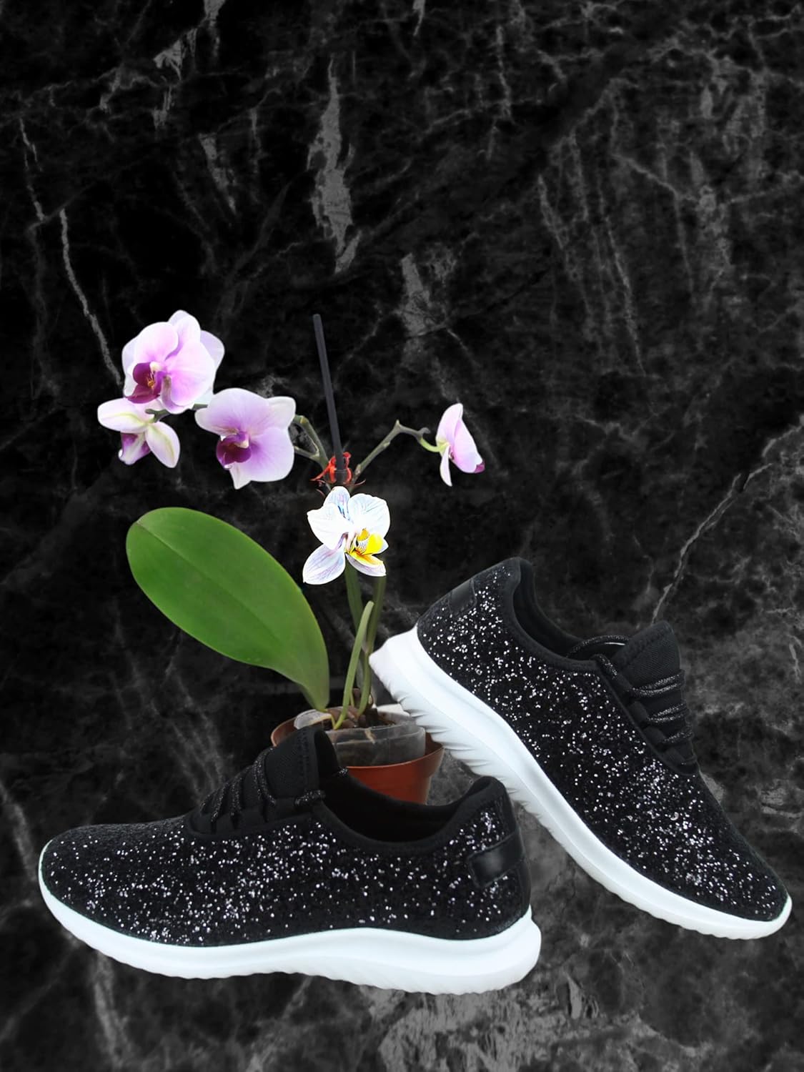 TZ Lotus-08 Women's Comfort Slip On Fashion Color Glitter Walking Runing Flat Heel Sneakers Shoes - Image 2