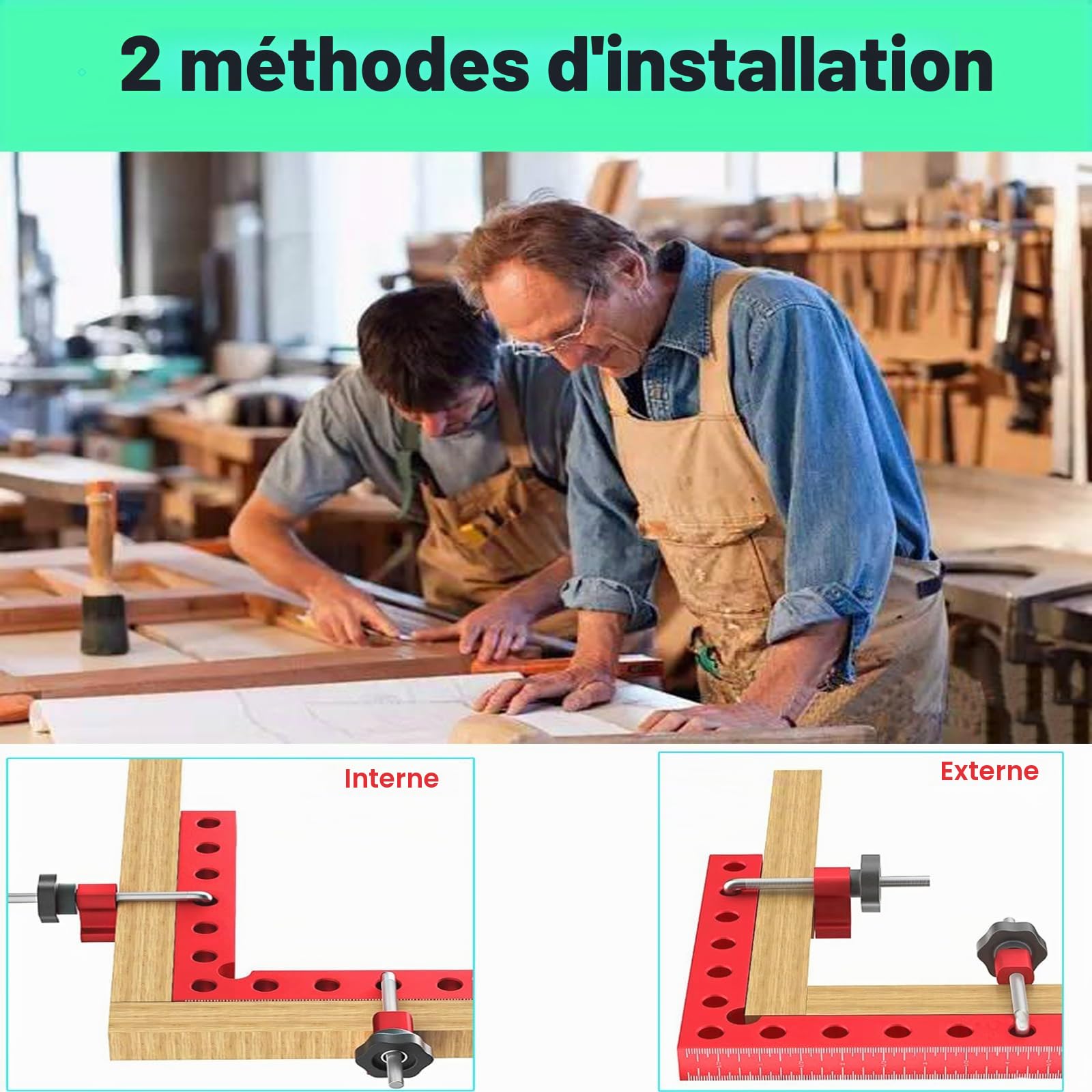 Lot de 4 Pince à Angle Droit - Équerre positionnement en Alliage d'Aluminium,Bloc de Positionnement à 90 Degrés,Pince d'angle type L pour Travail du Bois Bricolage Artisanat à Angle Droit (14 cm/5,5")