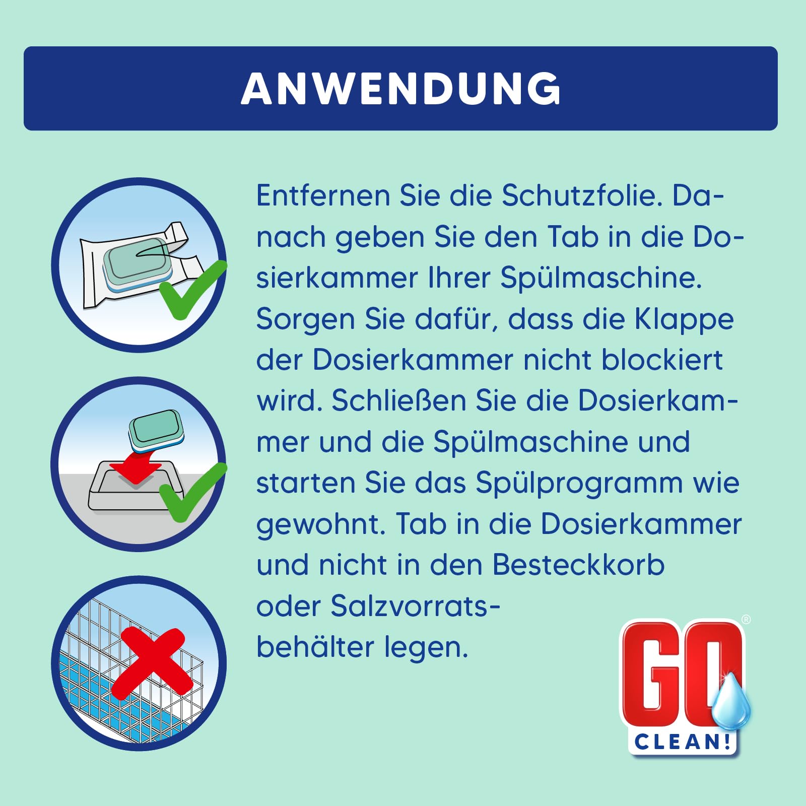 GO clean! Spülmaschinentabs Multi 12-in-1 MAX POWER– 10 kg ca. 500 Stück, 20g, XXL-Sparpaket in Aufreißfolie mit starker Reinigungskraft gegen Schmutz und Fett