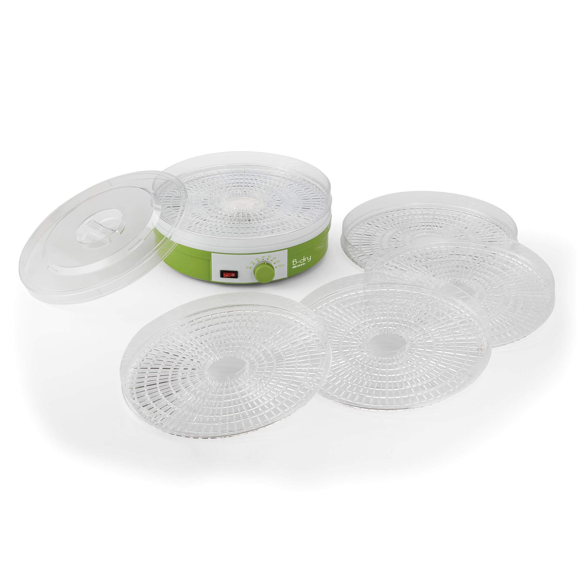 Ariete B-DRY 616, Essiccatore e Disidratatore Alimentare per Frutta e Verdura, 5 Cestelli Removibili, Temperatura da 35°C a 70°C, 245W, Verde