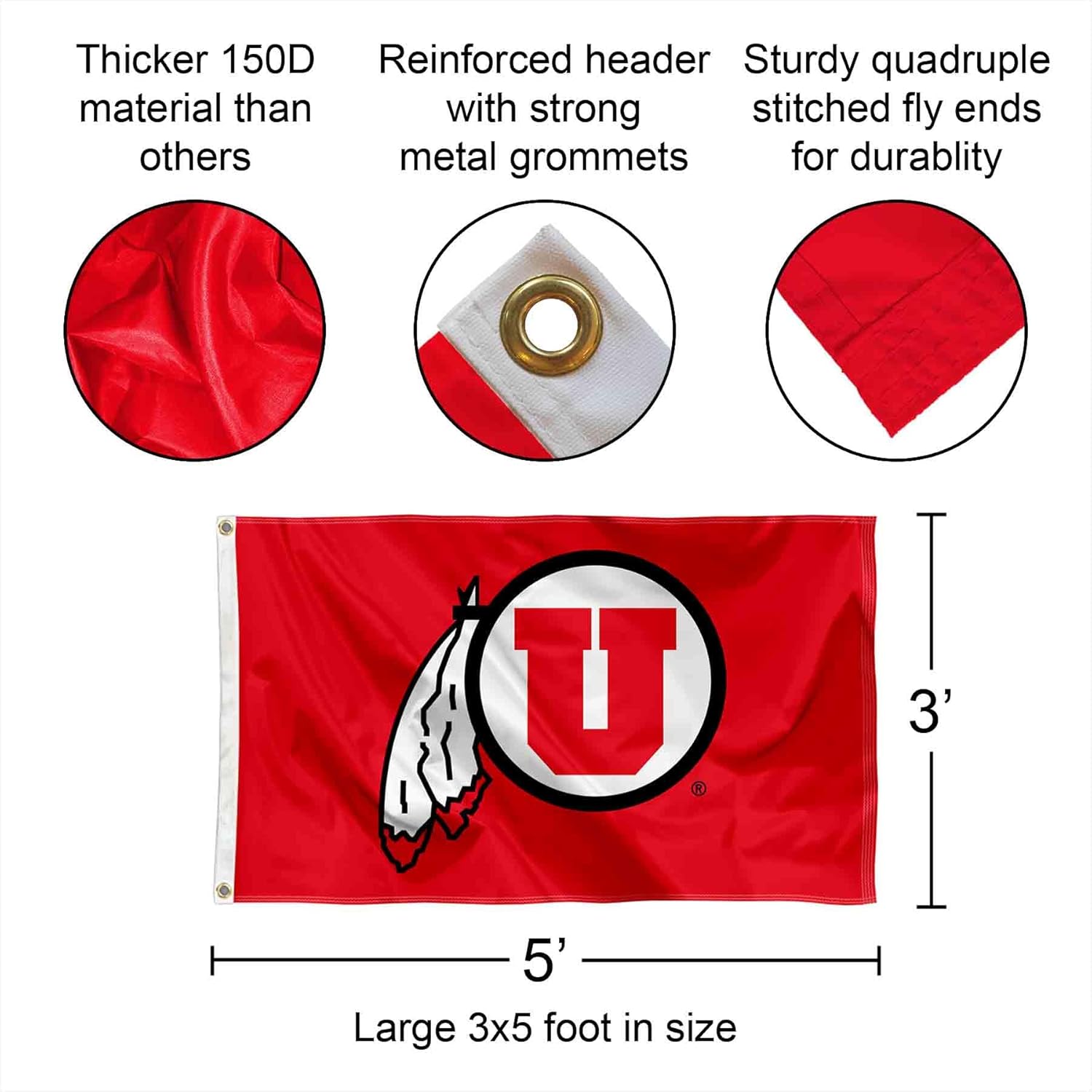College Flags & Banners Co. Utah University Large College Flag