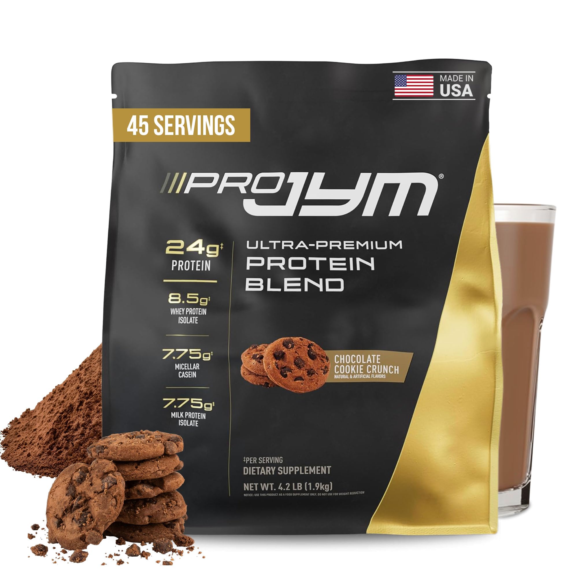 Pro JYM Chocolate Cookie Crunch Protein Powder - Whey Protein Isolates, Casein, & Milk Protein, Lean Muscle Building for Men & Women, JYM Supplement Science, 45 Servings