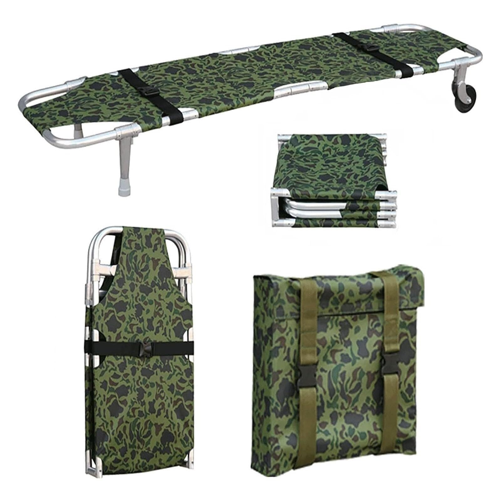 SGKOMN Emergency Rescue Stretcher - Portable Aluminum Folding Stretcher with Wheels and Storage Bag, Portable Outdoor Lifesaving Stretcher, Back Stretcher, for Patient Transporty