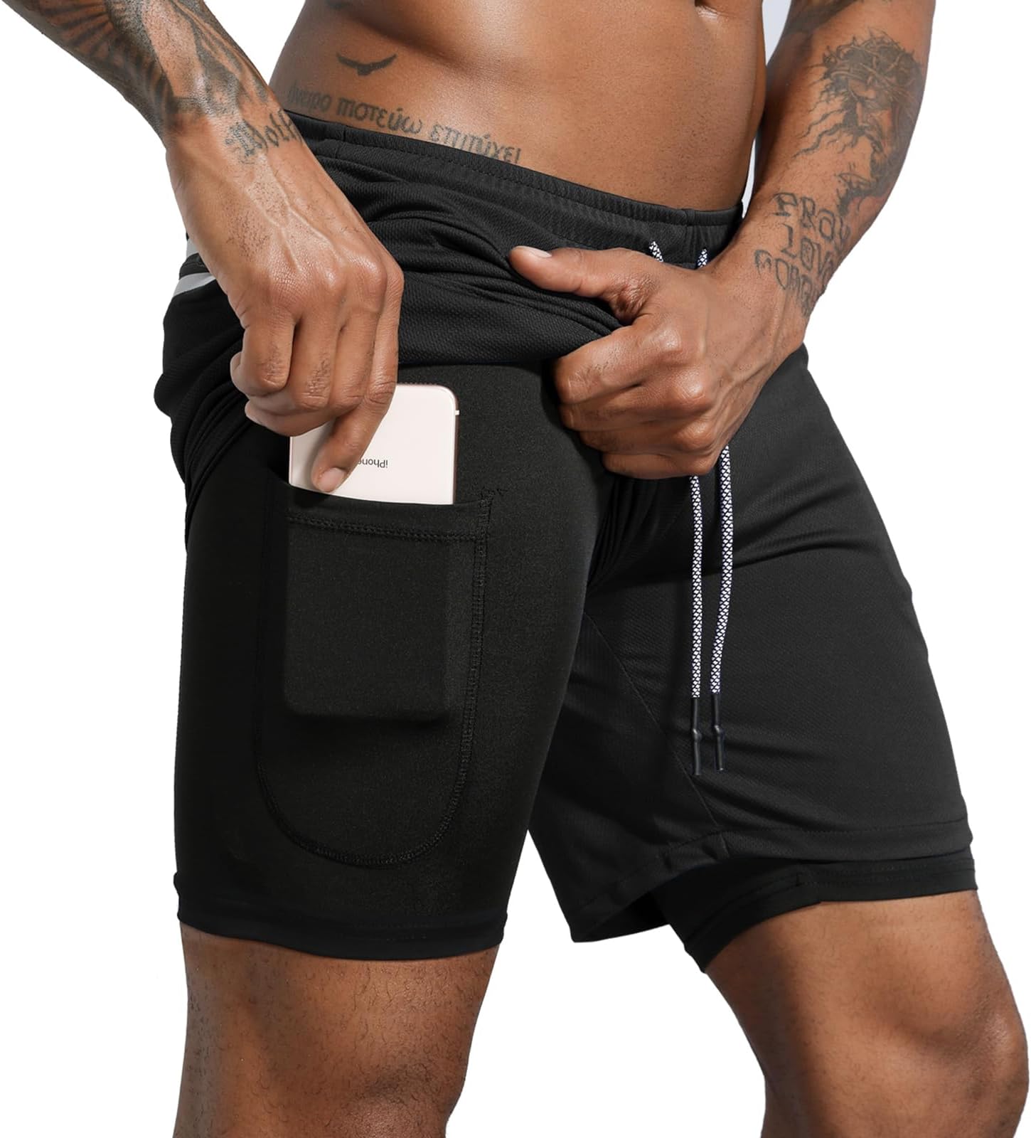 IVAAN Black Polyester Shorts for Running- Regular, Gym