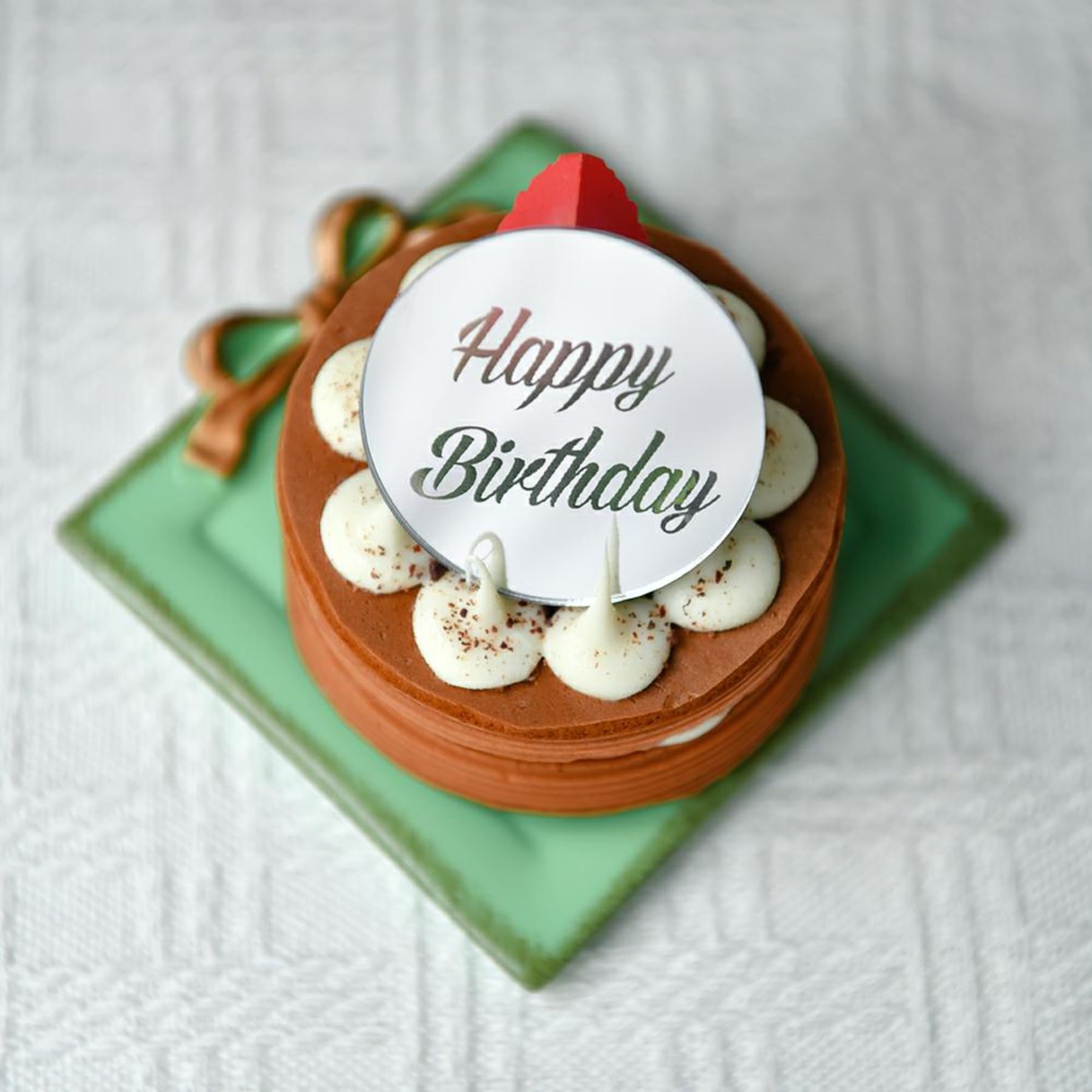 Decoración personalizada para tartas, cumpleaños, boda, decoración para tarta de cumpleaños, etiquetas de espejo acrílicas personalizadas para regalos (5 cm, 90 unidades)