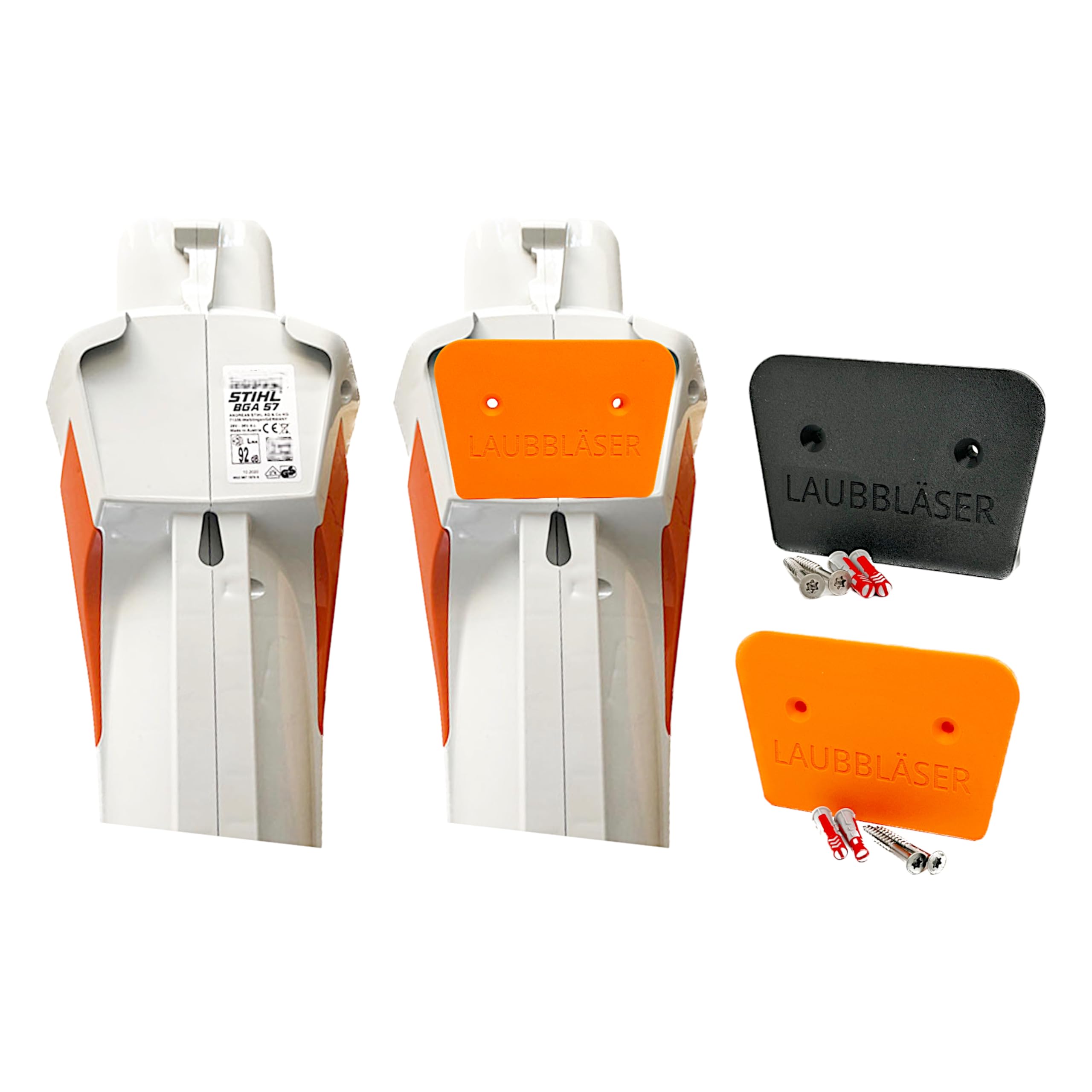 Halterung passend für STIHL BGA 57 Akku Laubbläser AK System Wandhalterung Gerätehalterung Zubehör Befestigung (Orange)