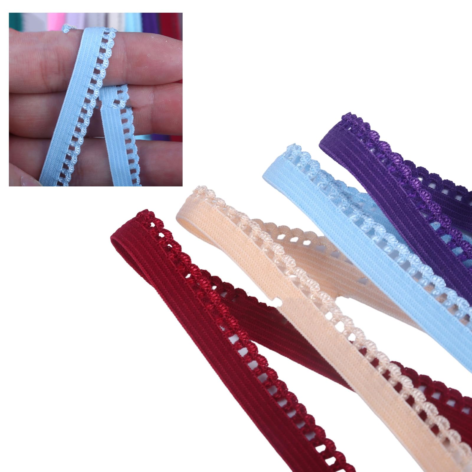Cinta elástica con volantes, 10 mm de ancho, lencería, ribete, spandex, cinta de encaje