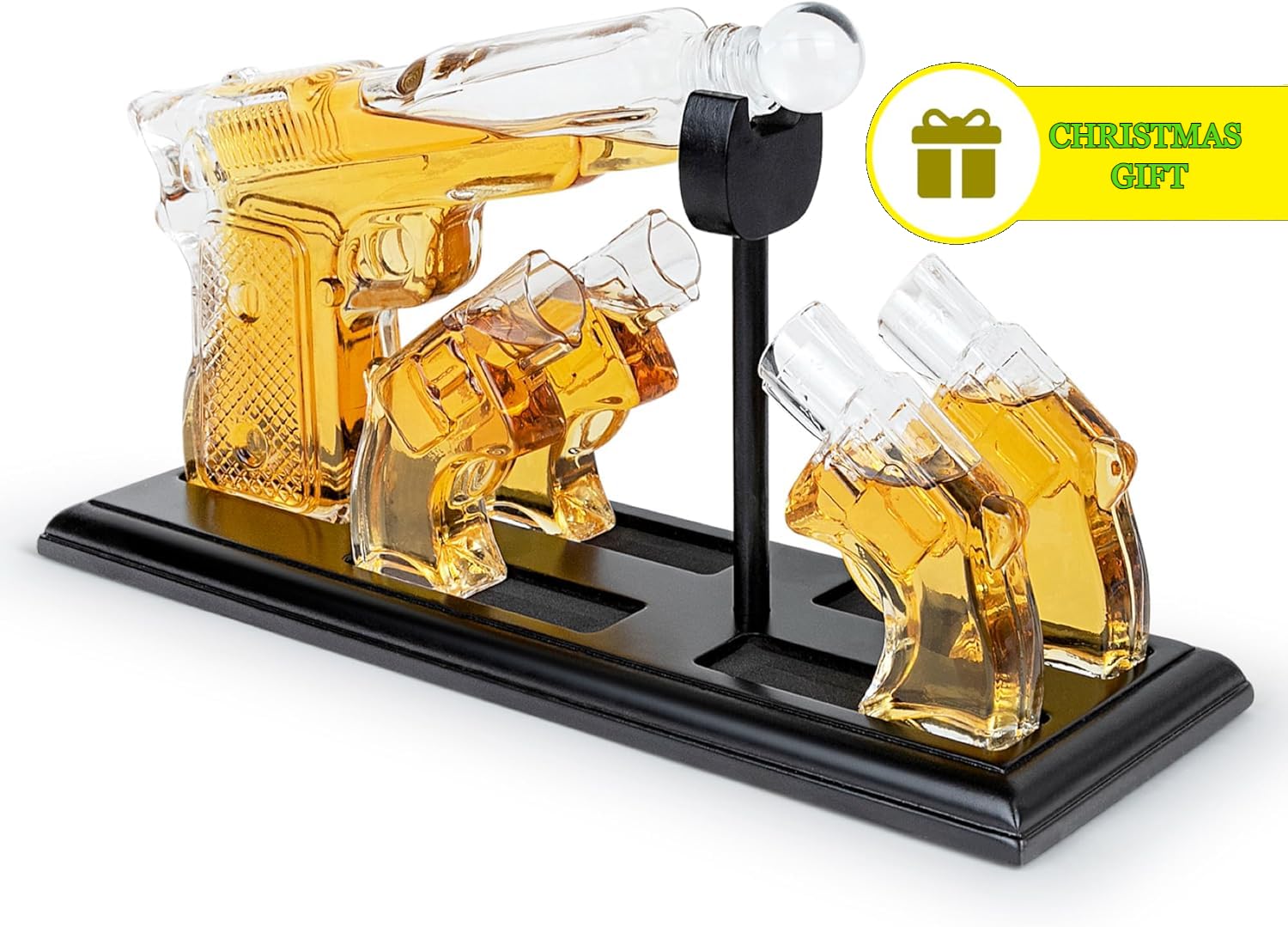 Zestaw karafek i szklanek do whisky – karafka do whisky z kieliszkami na mahoniowej tacy - staromodny zestaw kieliszków do alkoholu burbonowego, whisky, świąteczne pudełko prezentowe - Bezrat (mahoń)